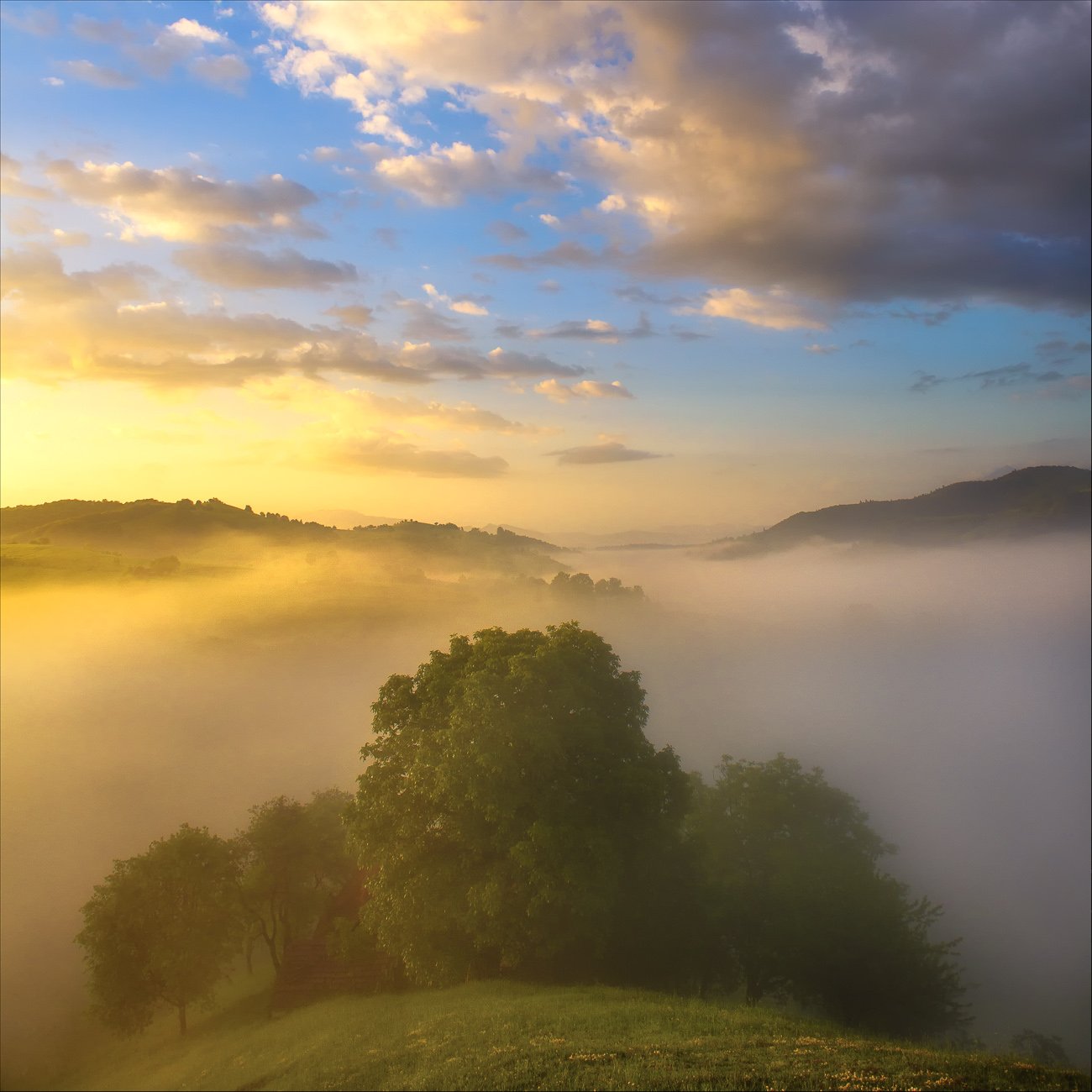 Fog, Hills, Landscape, Nature, Romania, Sunrise, Ioan Chiriac