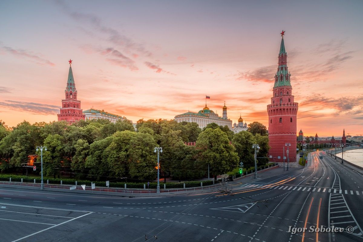москва, утро, кремль, водовзводная башня, боровицкая башня, Игорь Соболев