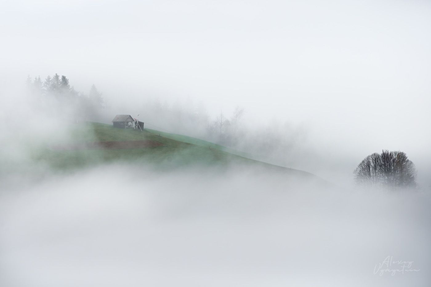 slovenia, fog, house, green, autumn, morning, outdoor, Алексей Вымятнин