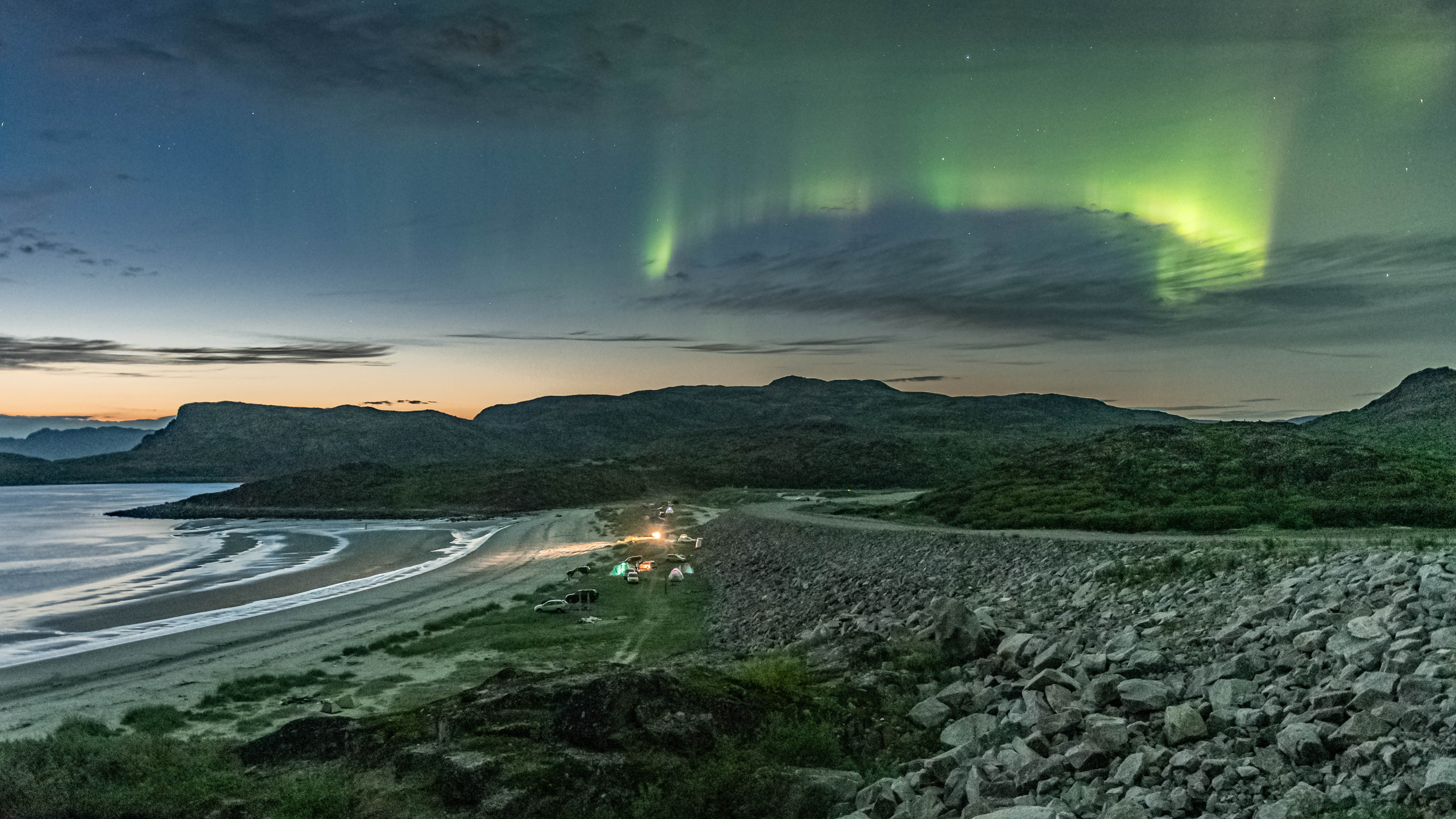 Ночь, Северное сияние, Северный ледовитый океан, сентябрь, Sergey Kaverin