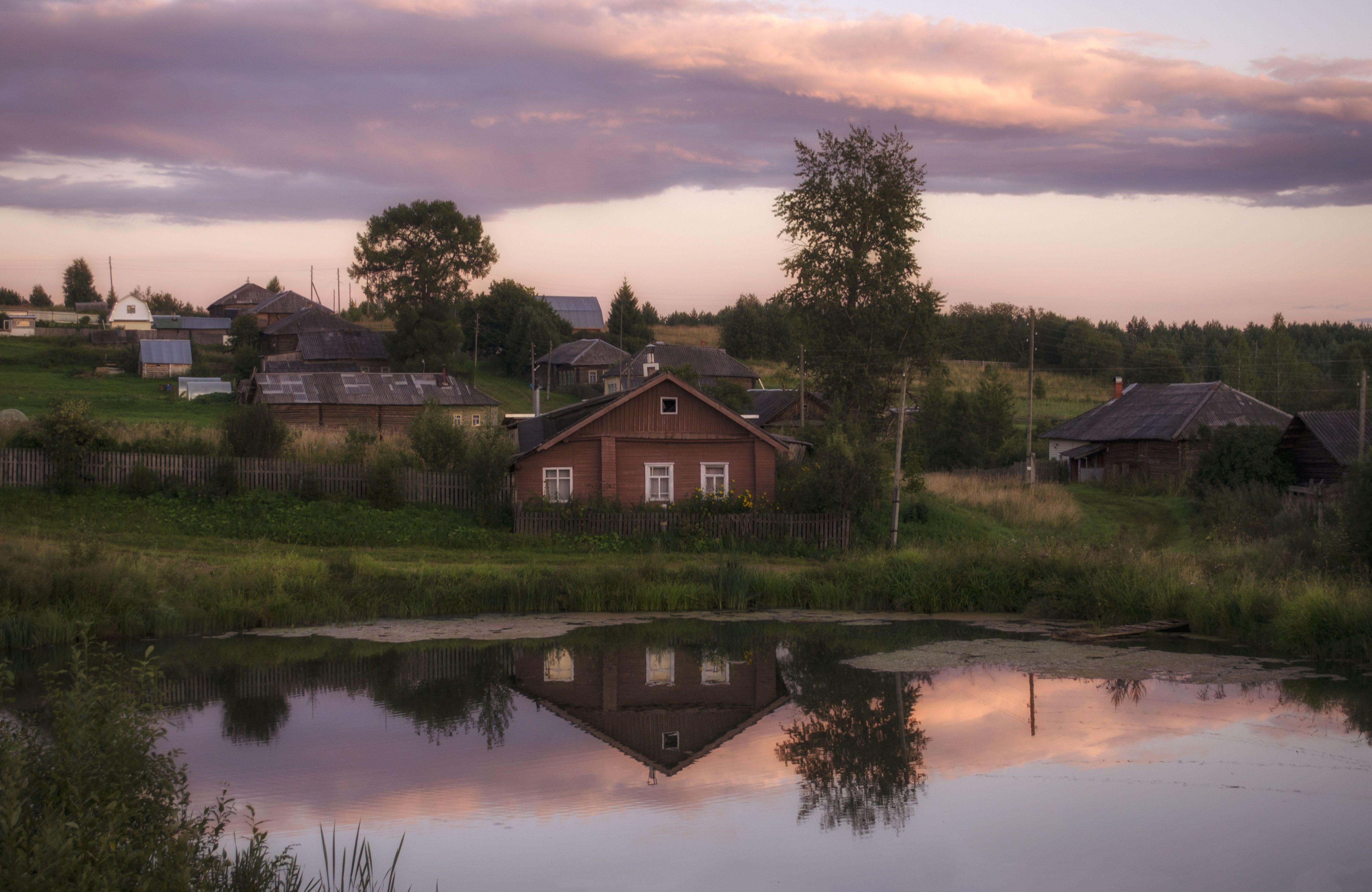 закат, пейзаж, деревня, село, Андрей Малыгин