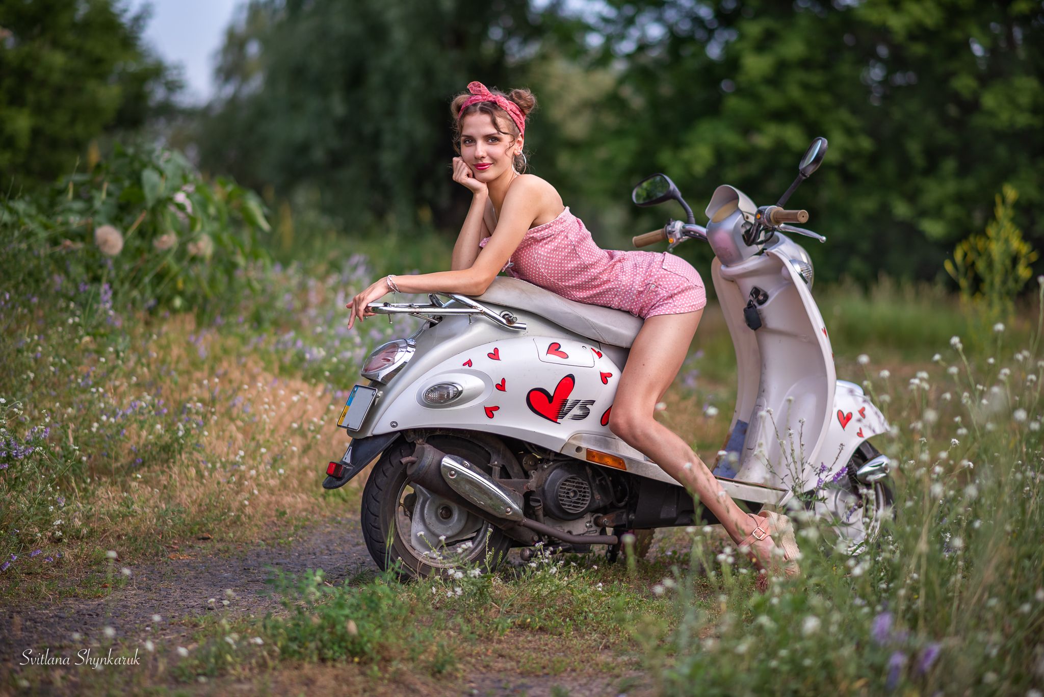 pinup, moto cycle, girl, legs, beautiful girl, flirting, Светлана Шинкарук