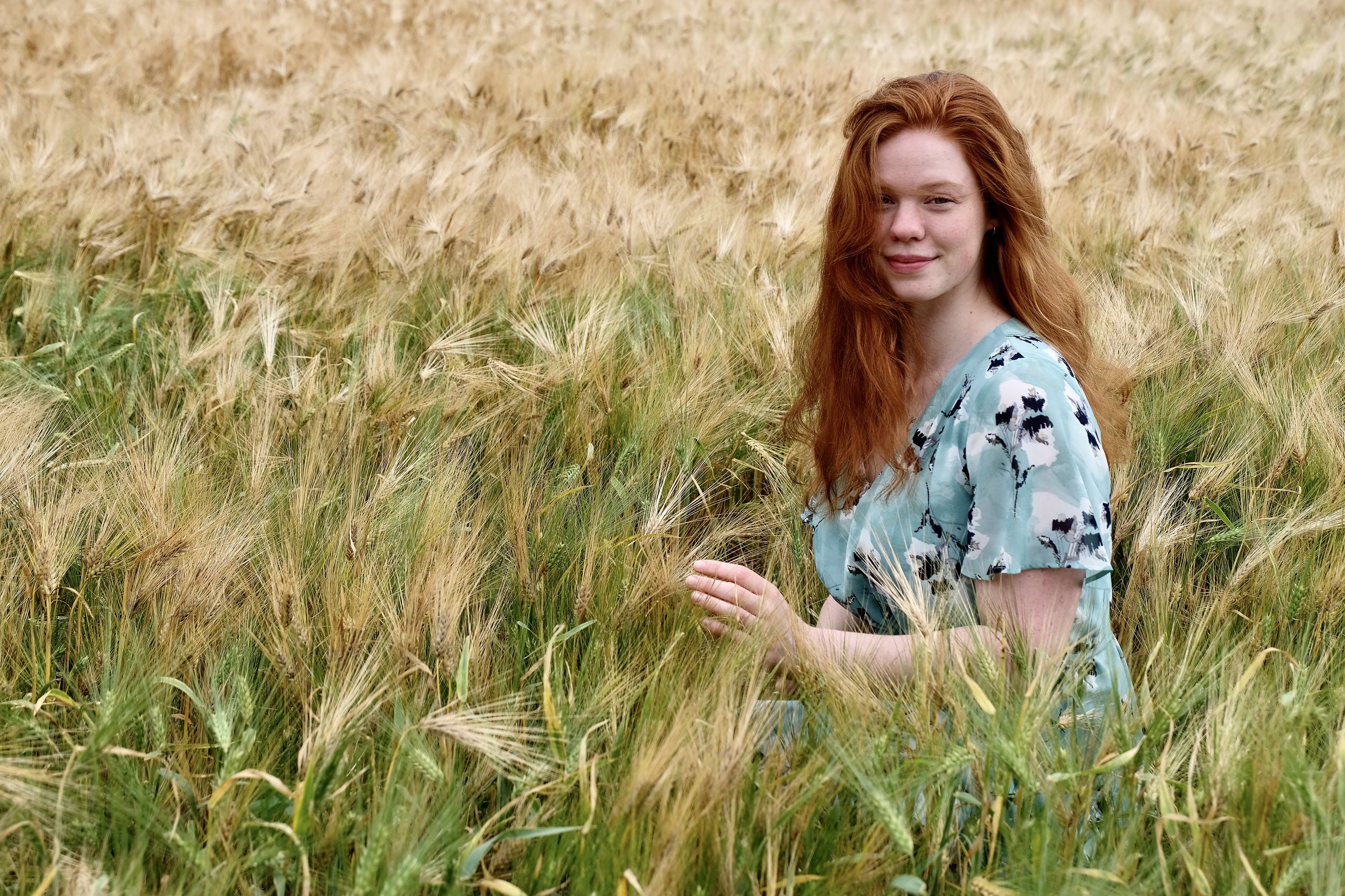 Mood portrait, people, portrait, young woman, Norway, field, august, red hair, colors, nature, , Svetlana Povarova Ree