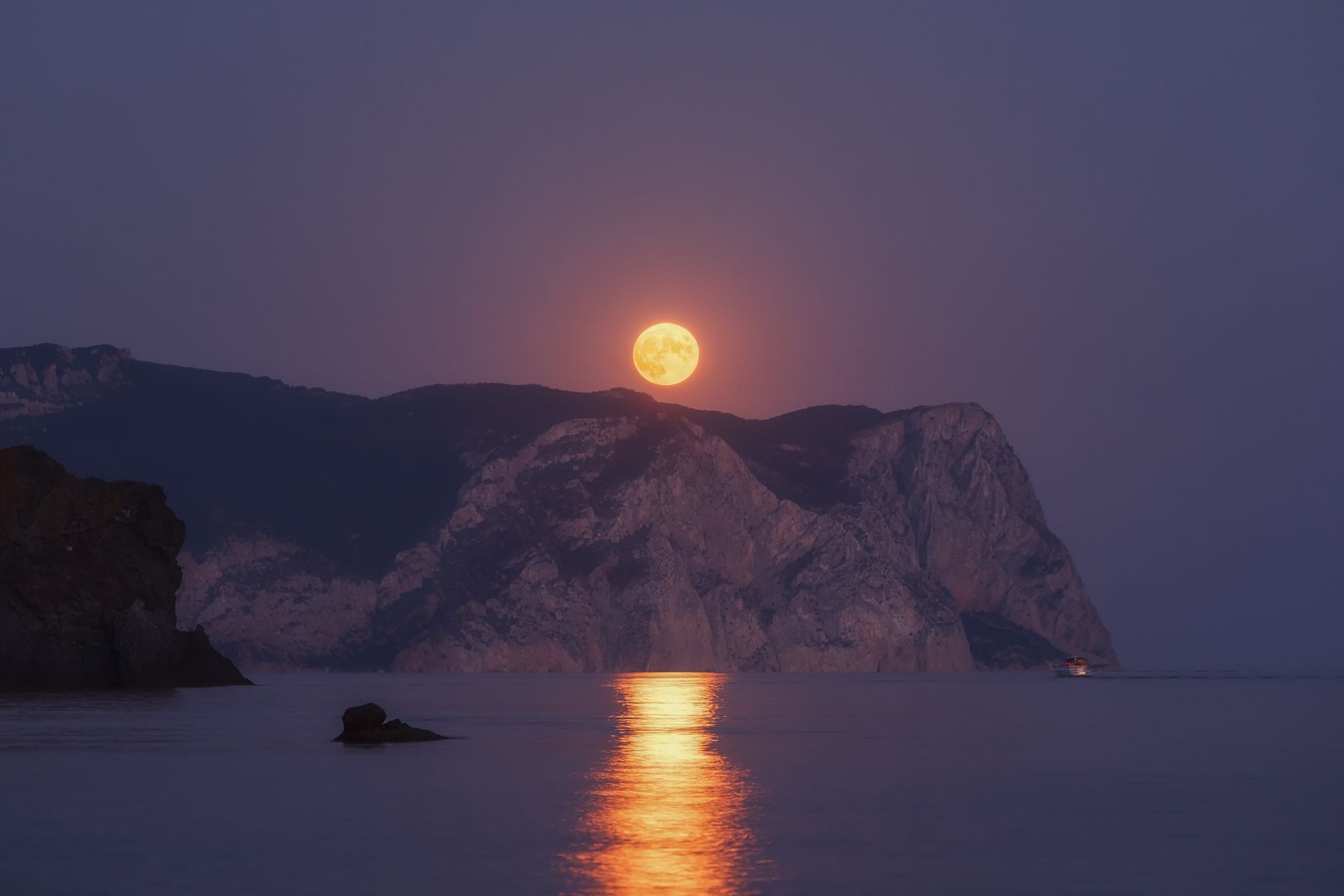 луна, вечер, море., Владимир Дубинин
