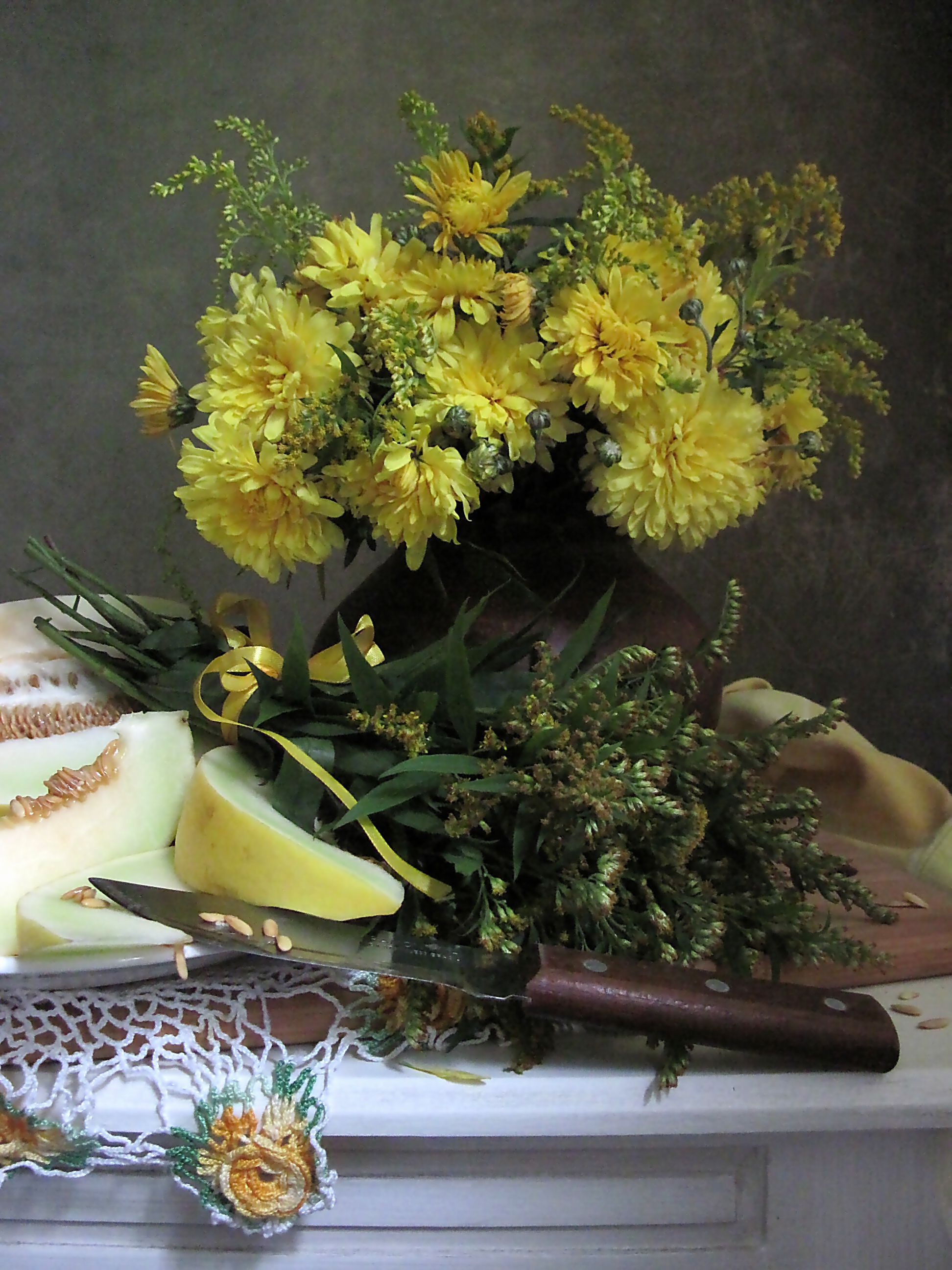 цветы, букет, солнечные шары, дыня, Наталия Тихомирова
