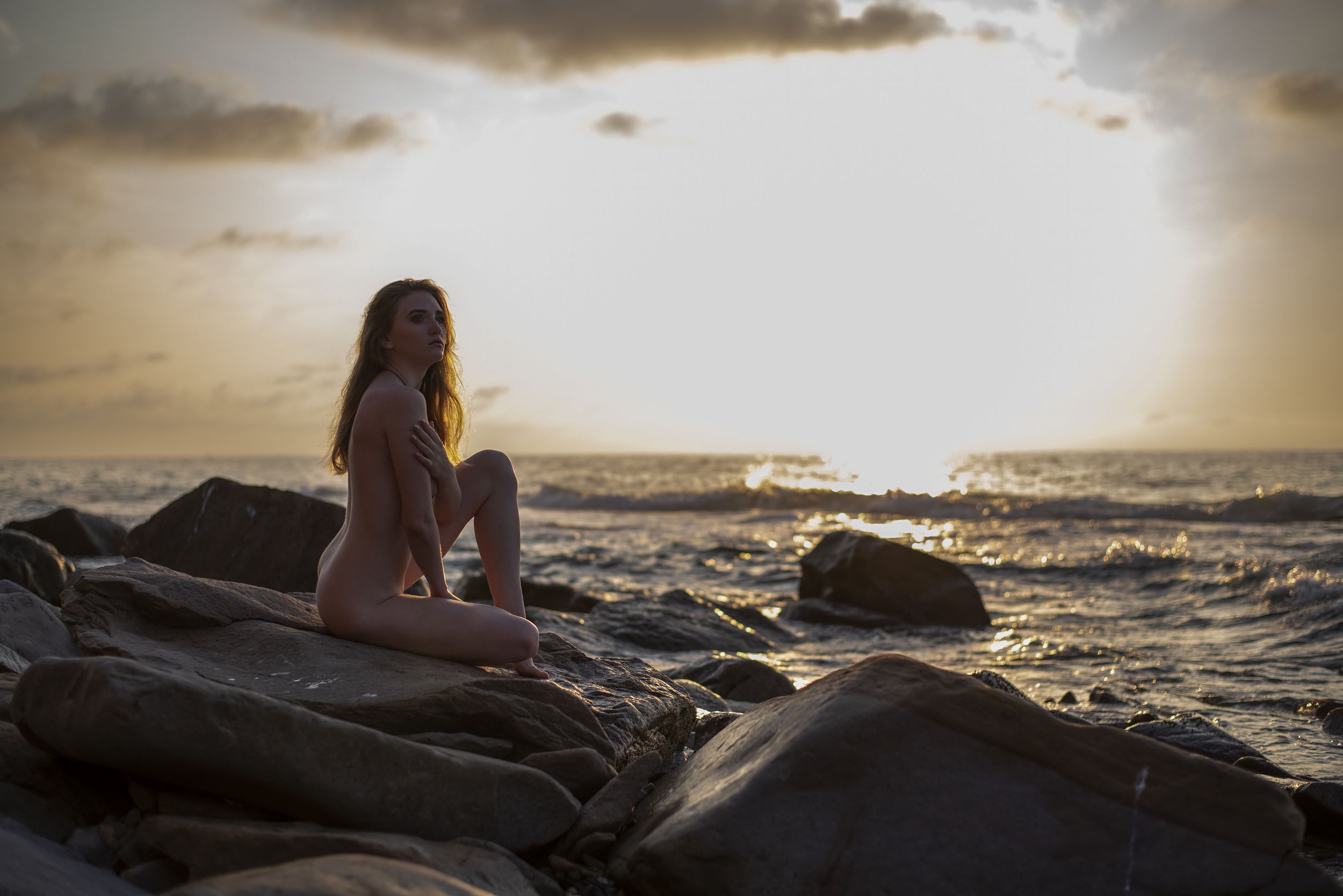 0168-ss Beautiful Nude Fine Art Model Sensual In Surf