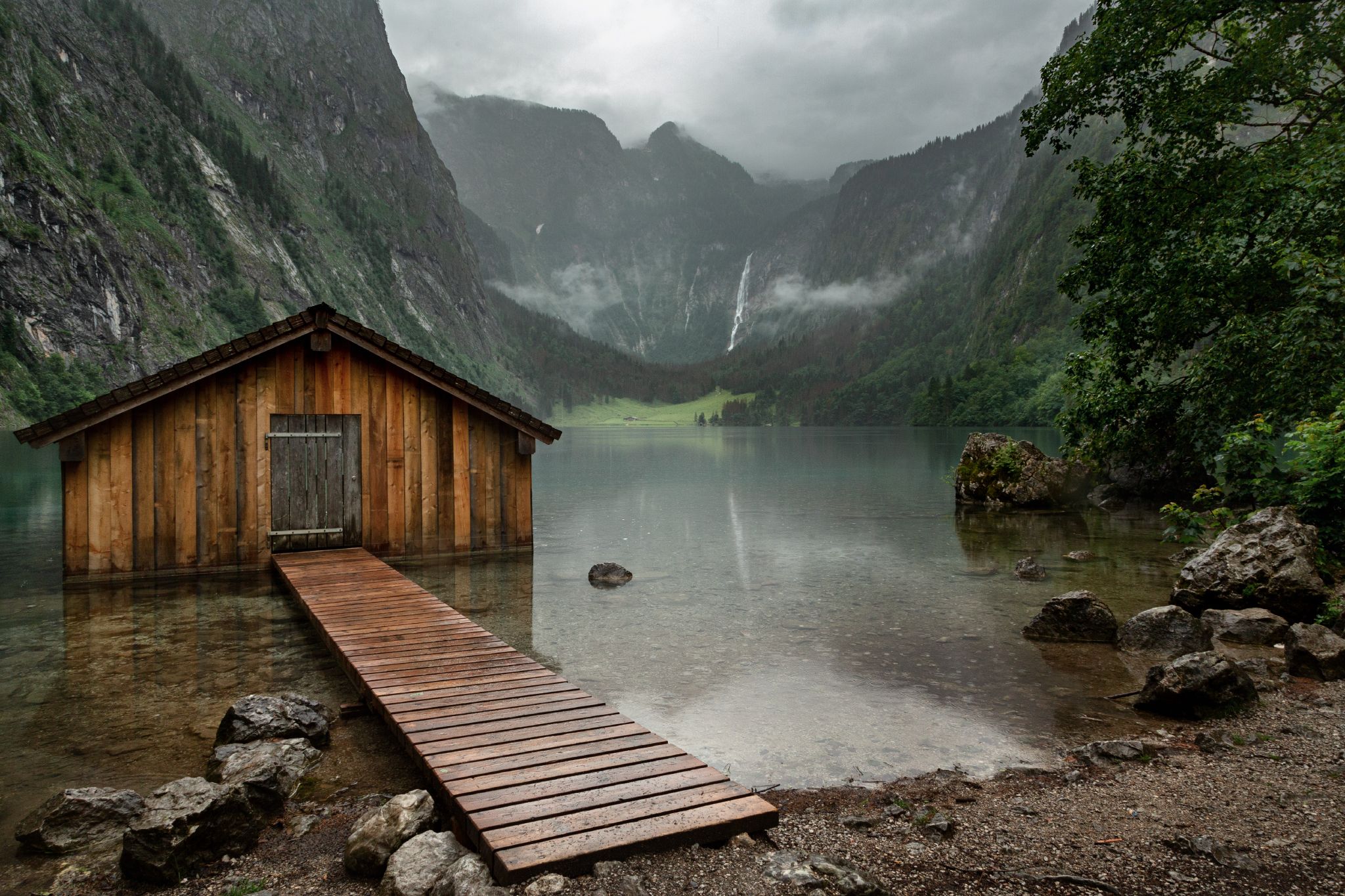 лодочный домик; озеро; горы; лес; альпы; германия, Александр Удовиченко