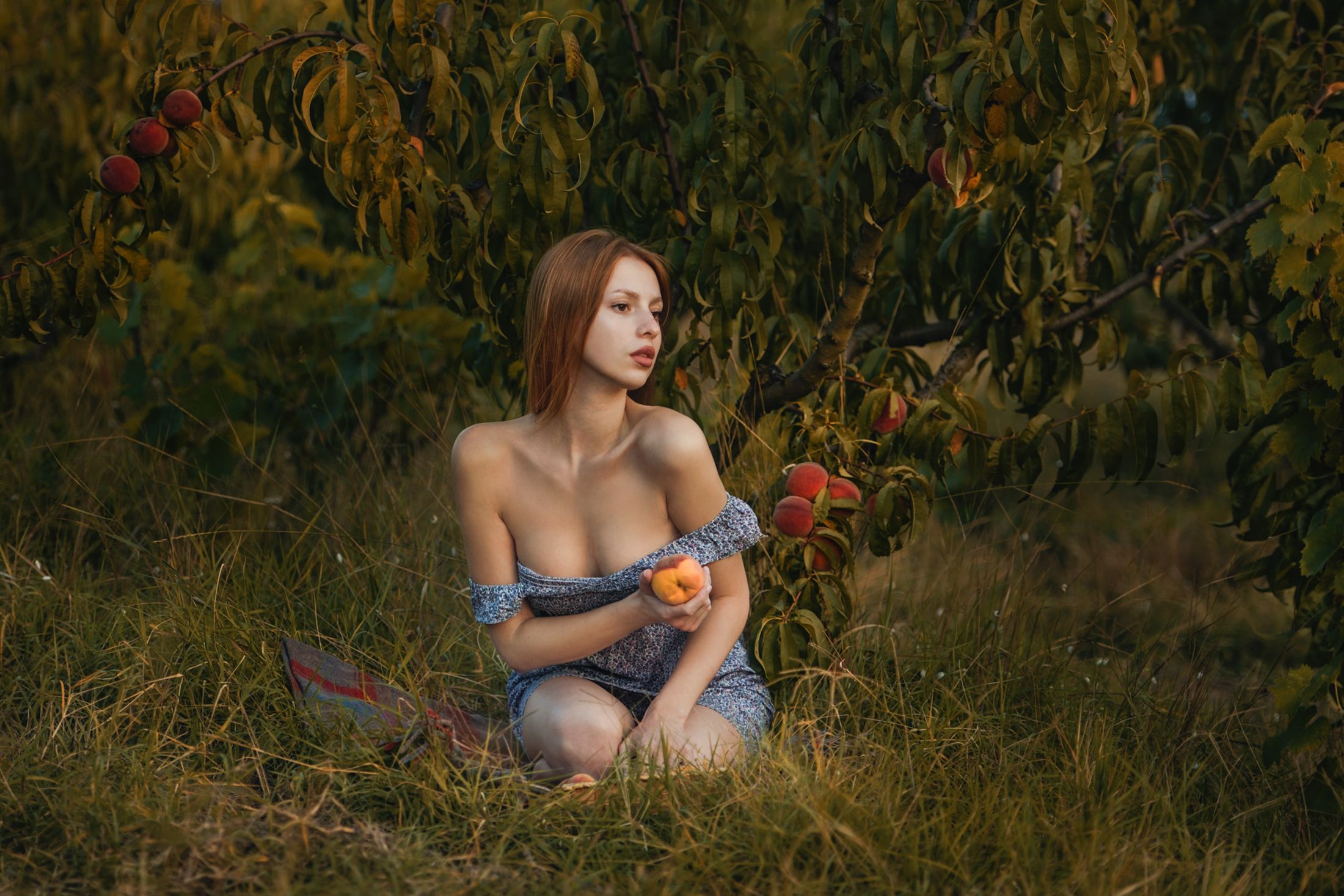 девушка, модель, сад, персики, Вьюшкин Игорь
