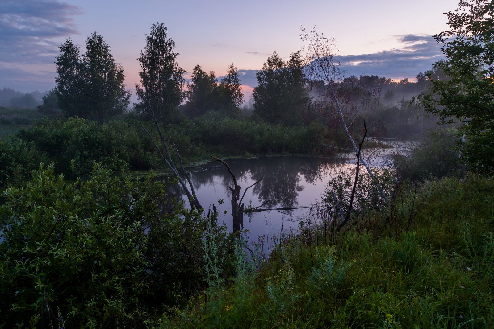 туман, ночь, река, пейзаж, природа, Юрий Морозов