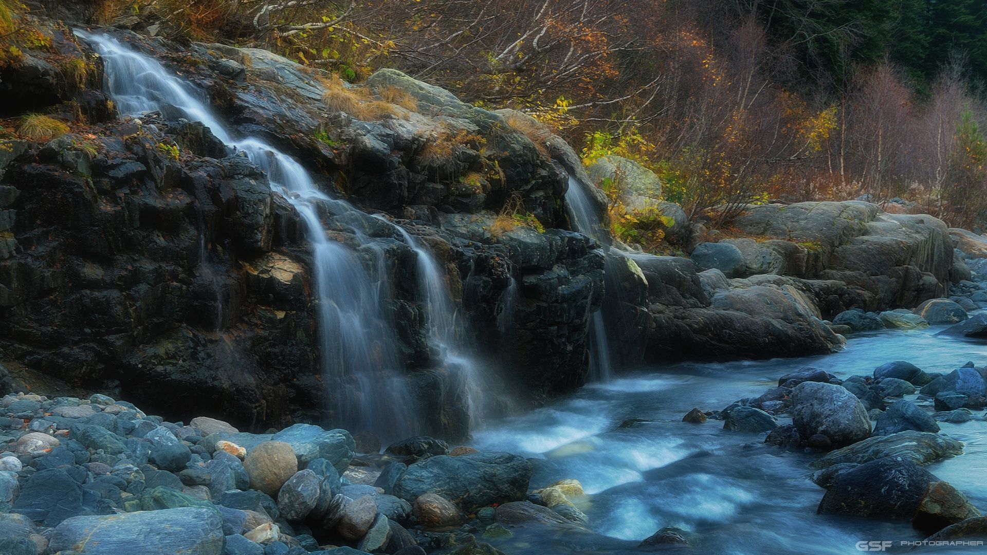 природа осень горы скалы река водопад, Serj Master