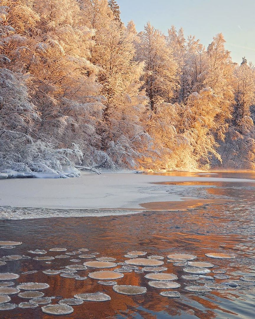 река, рассвет, мороз, зима, Петр Косых