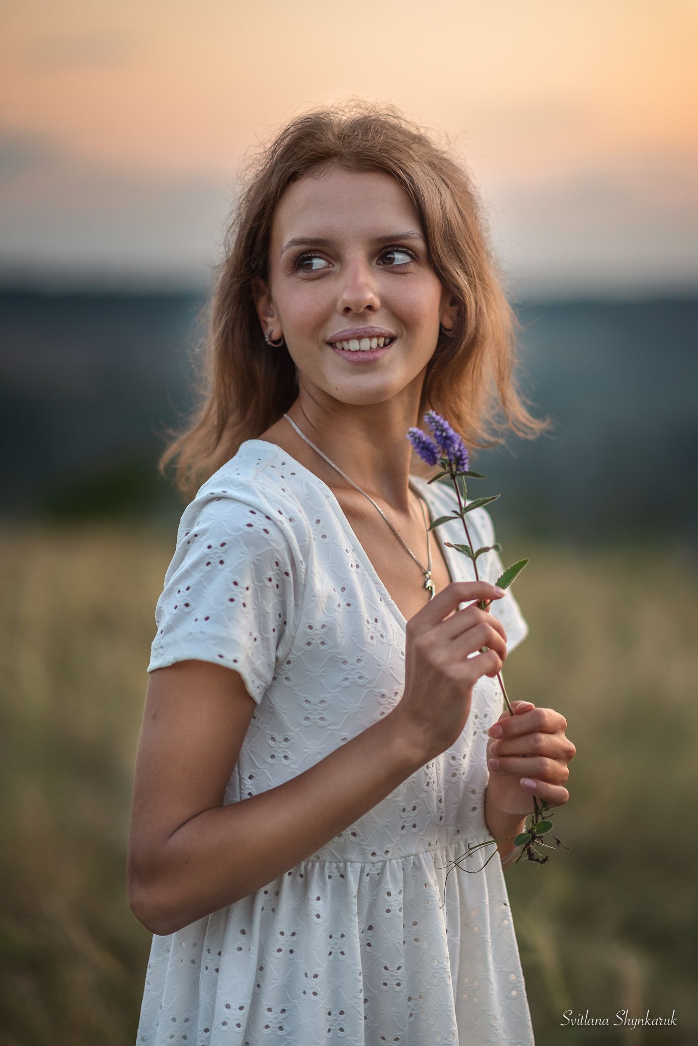 portrait, fragile, natural beauty, female portrait, sunset, flower, Светлана Шинкарук