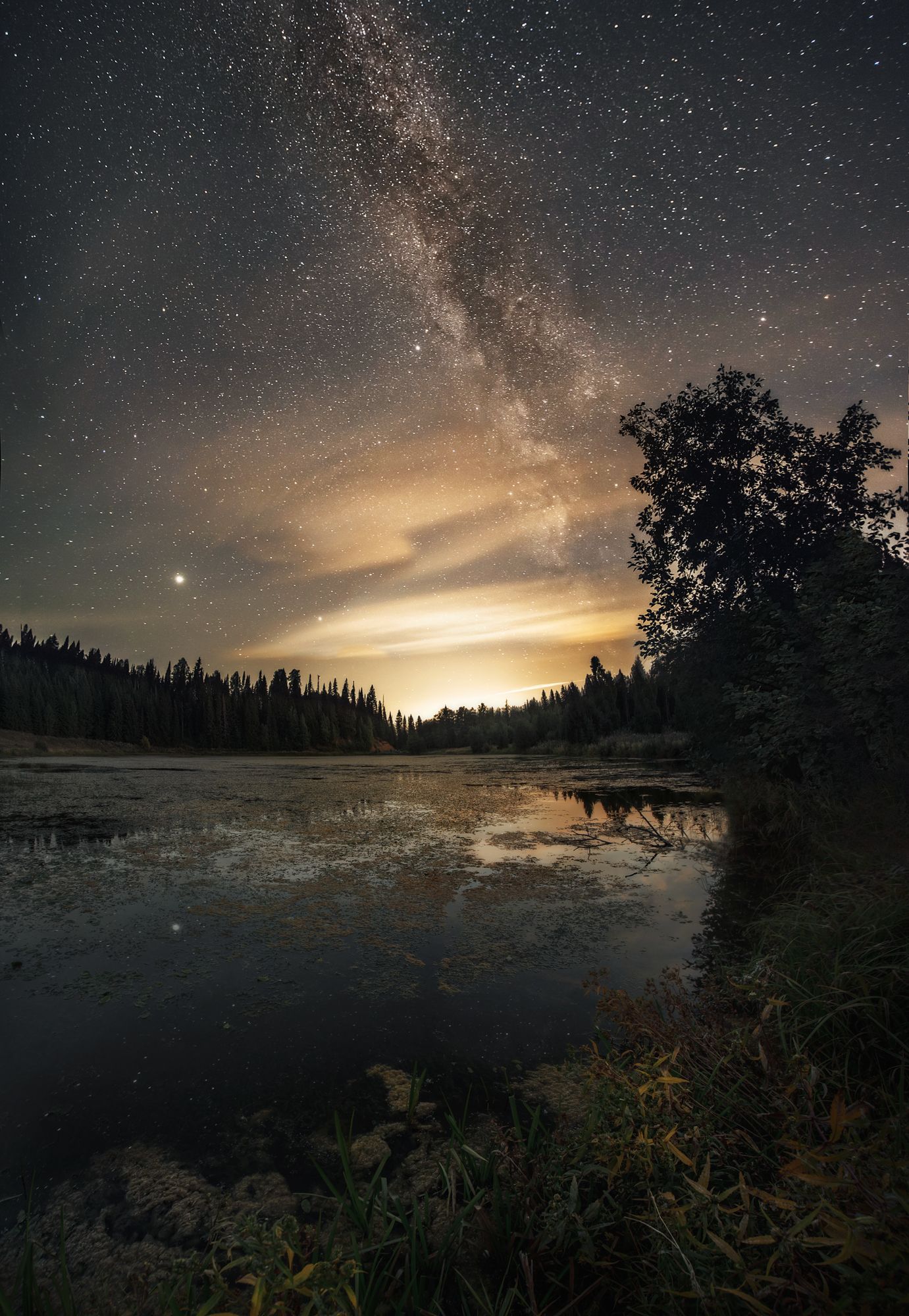 пейзаж, озеро, млечный путь, ночь, Vyacheslav Lozhkin