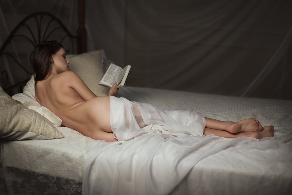 Bed, Book, Girl, Nude, Studio, Роман Филиппов