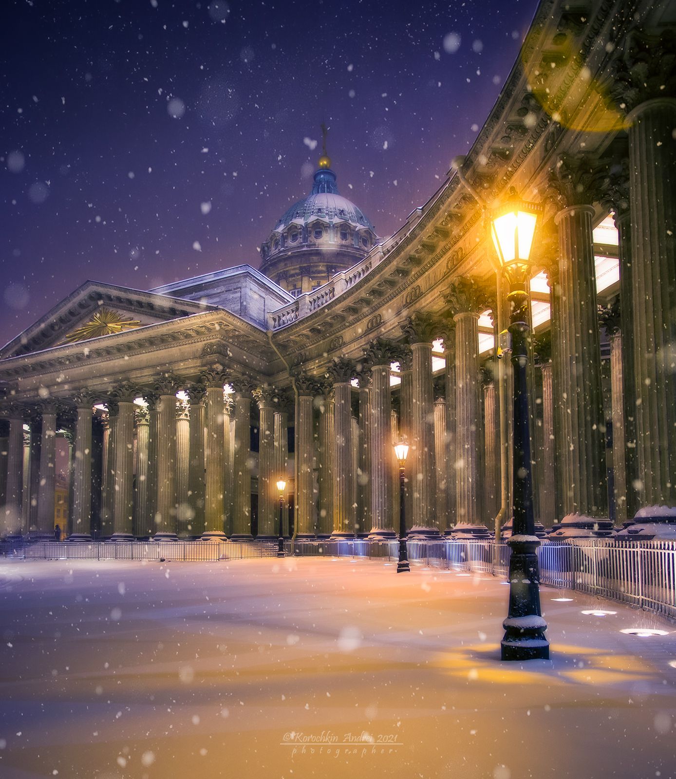 Казанский собор в Санкт-Петербурге зимой