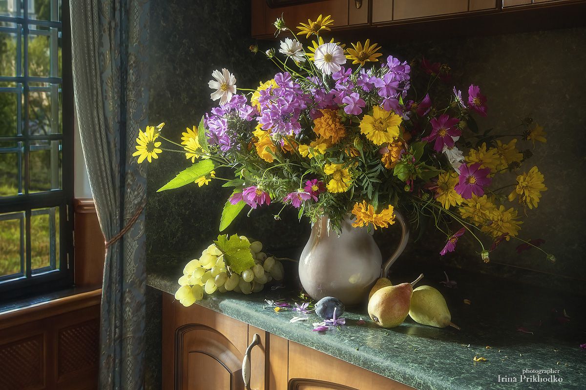 натюрморт, художественная фотография, букеты, цветы, фрукты, Ирина Приходько
