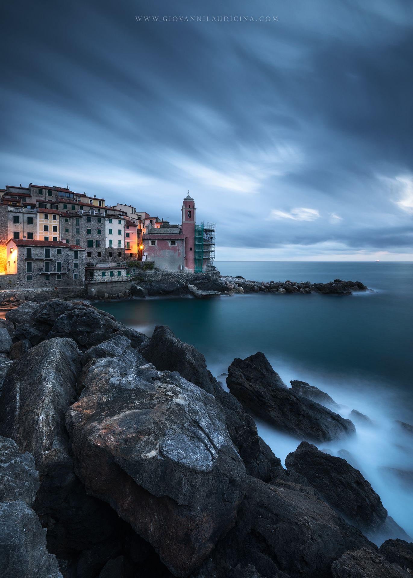 italy, liguria, tellaro, gulf of poets, la spezia, mediterranean, long exposure, blue, sea, seascape, mood, atmosphere, church, rock, sky, cloud, light, coast, landscape, amazing, scenic, travel, destination, coastline, natural, outdoor, Giovanni Laudicina