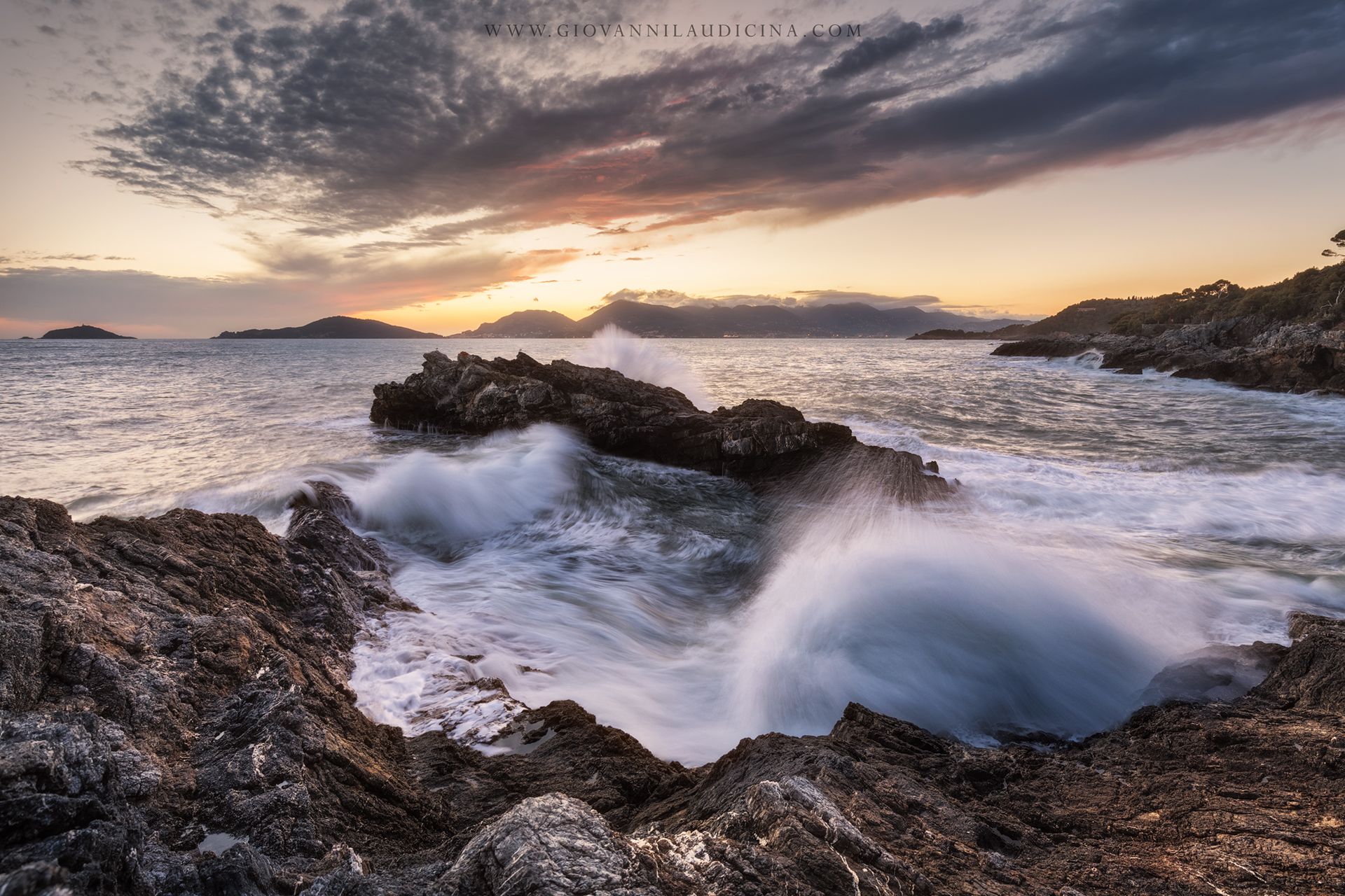 italy, liguria, tellaro, gulf of poets, la spezia, mediterranean, long exposure, blue, sea, rock, sky, cloud, light, coast, landscape, amazing, scenic, travel, destination, coastline, natural, outdoor. seascape, sunset, wave, Giovanni Laudicina