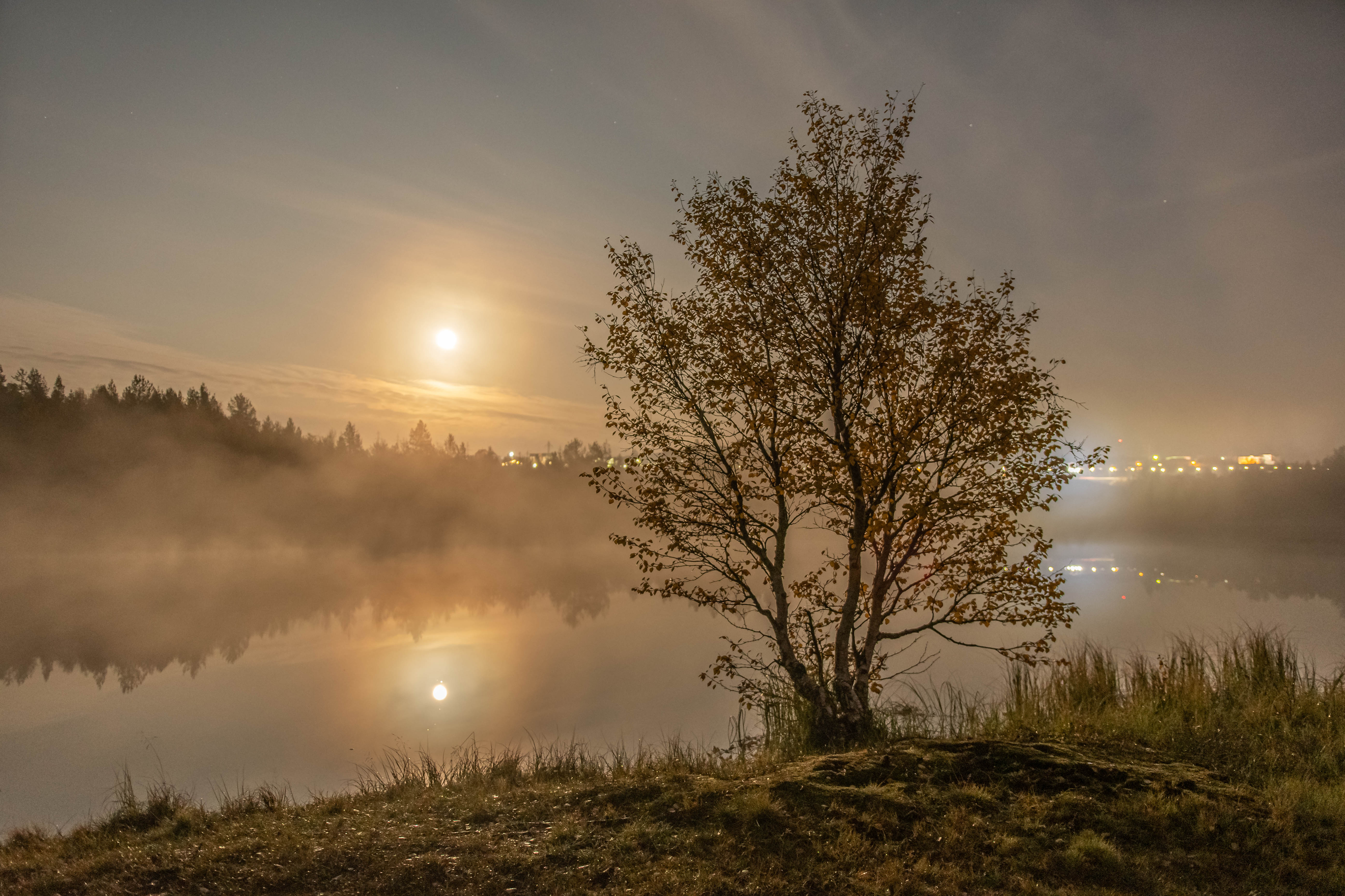 Пейзаж, осень, полнолуние, Sergey Kaverin
