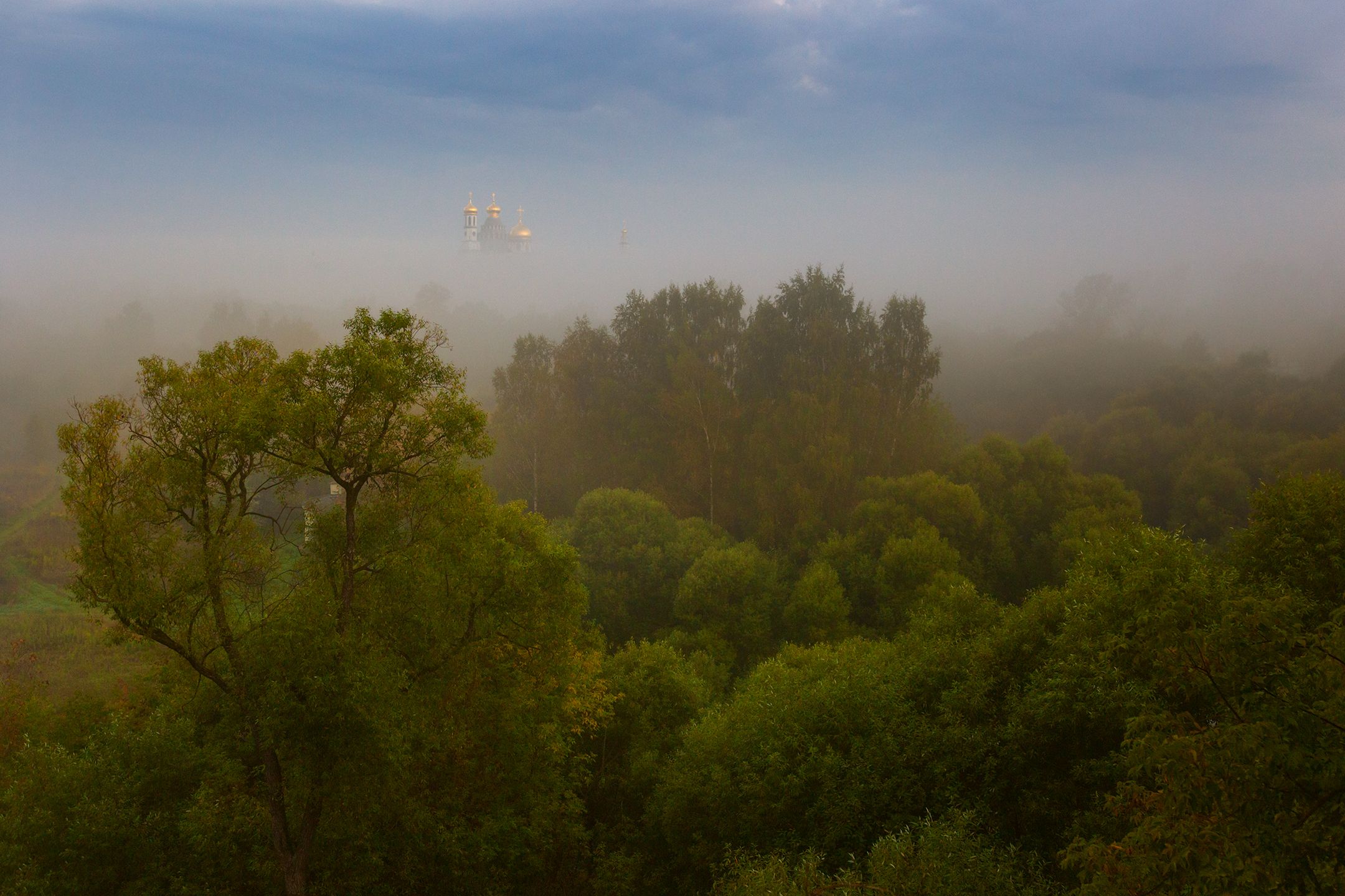 туман, храм, утро, подмосковье, истра, Александр Стрельчук