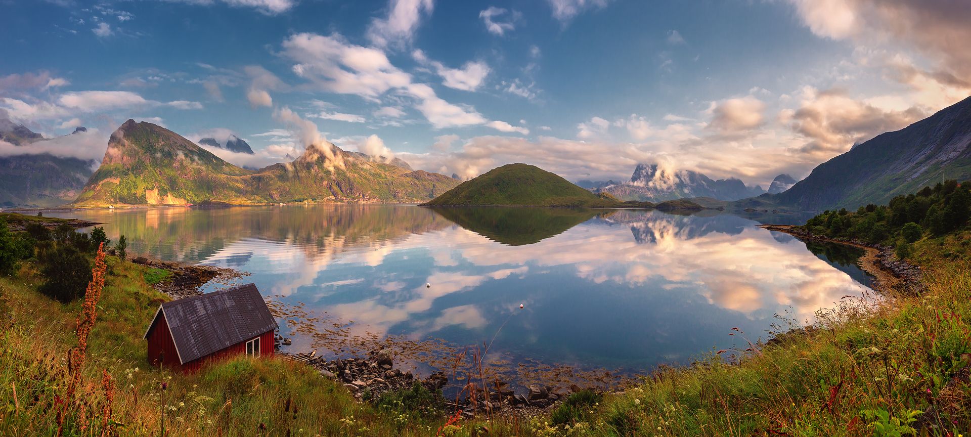 панорама, норвегия, лофотены, фьорд, лето, вечер, fredvang, остров, Евгений Матюшенков