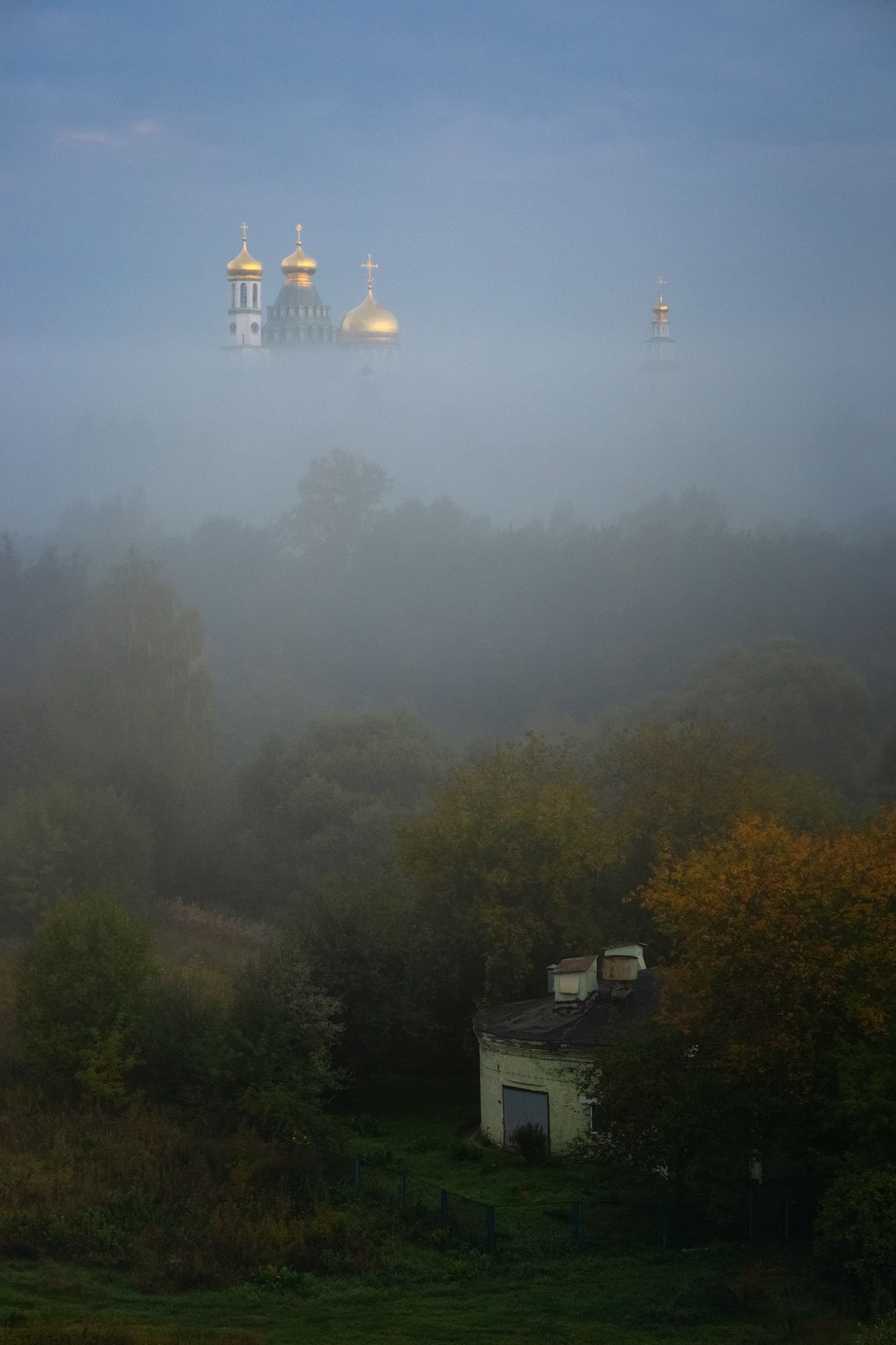 туман, храм, утро, подмосковье, истра, Александр Стрельчук