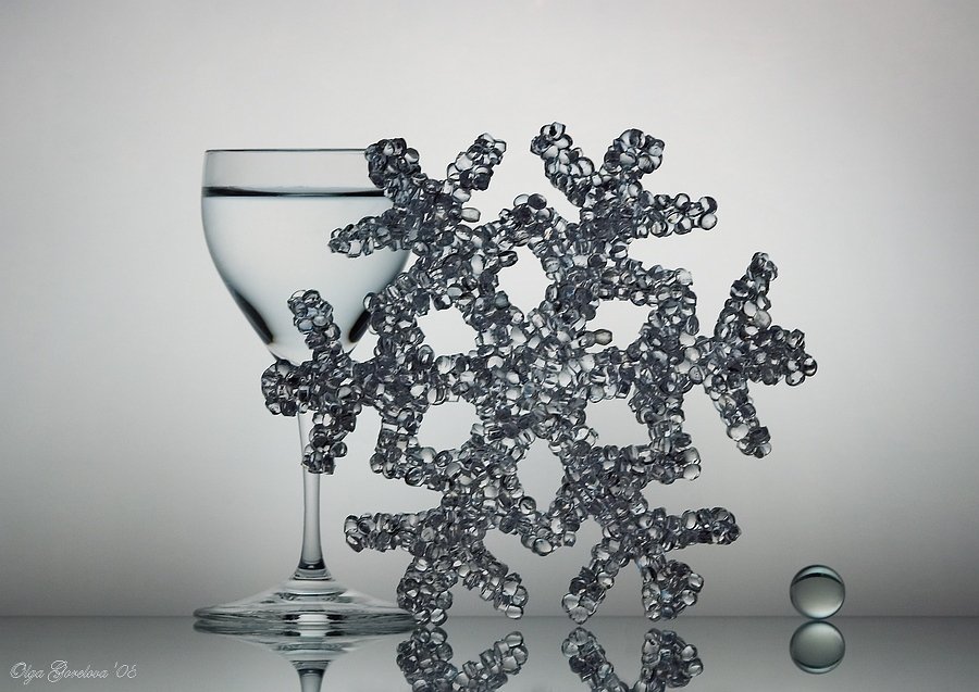 фото, снежинка, бокал, стекло, натюрморт, Olga Gorelova