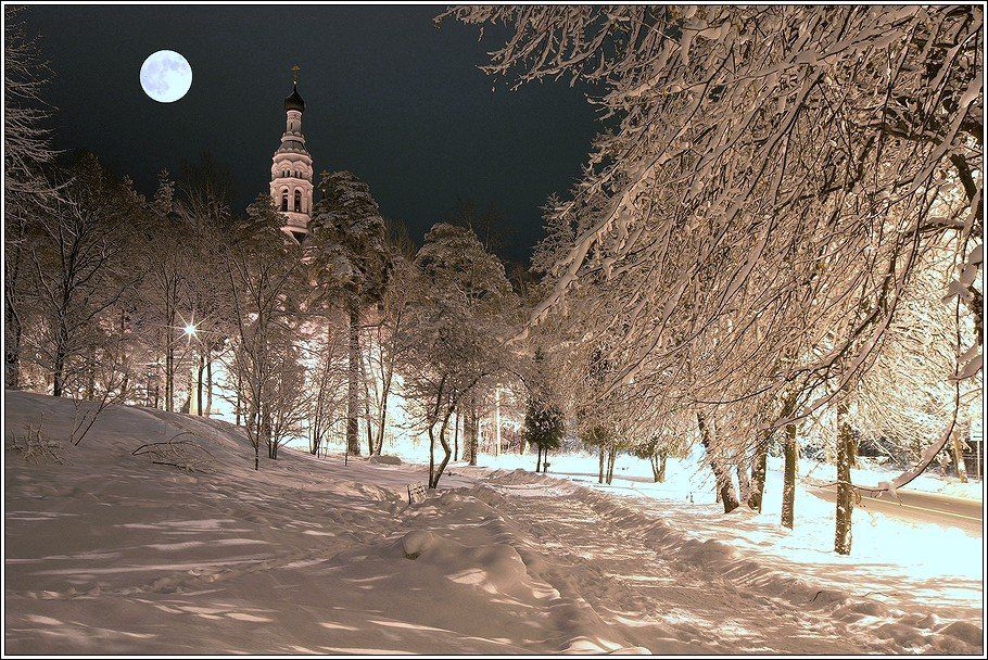 зима, ночь, снег, рождество, Григорий Иващенко