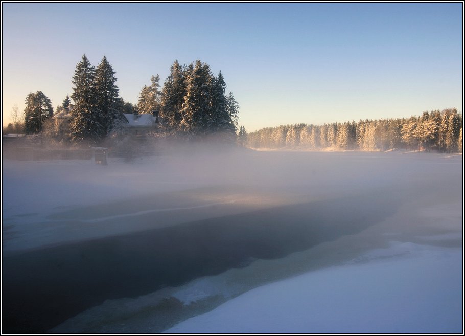 рассвет, река, мороз, зима, лёд, туман, Григорий Иващенко