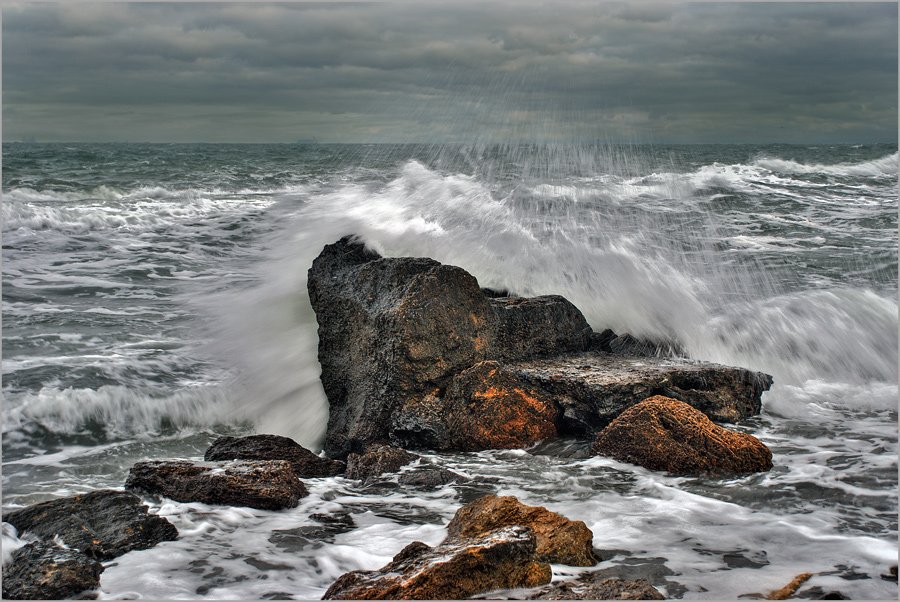 пейзаж, море, шторм, ветер, волны, камни, lad_i_mir, lad_i_mir