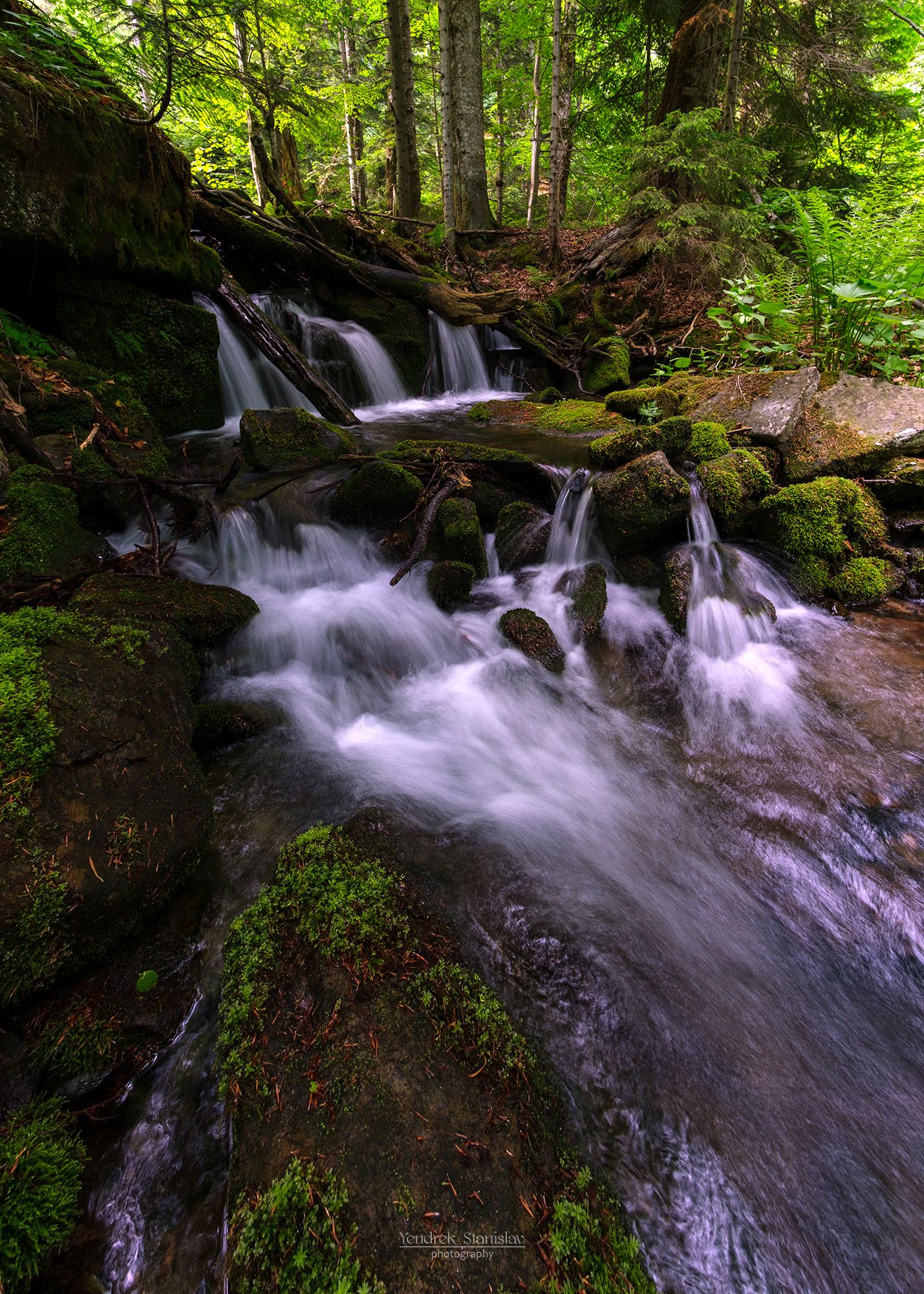 пейзаж водопад вода лес лето ручей landscape waterfall water forest summer stream, Stanislav Yendrek