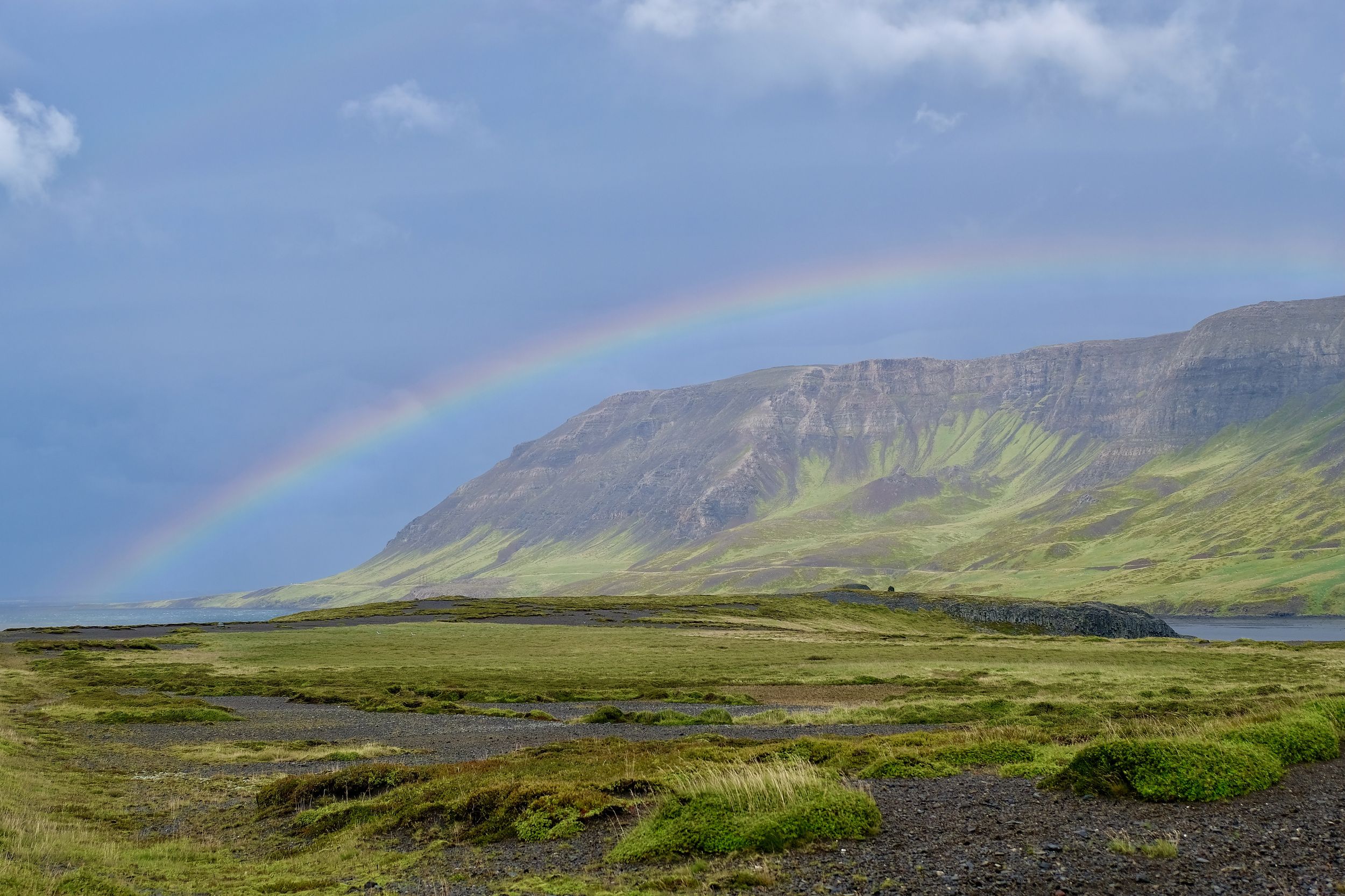 Landscapes, nature, Iceland, Rainbow, colors, mountain, sky, grass, coast, storm, , Svetlana Povarova Ree