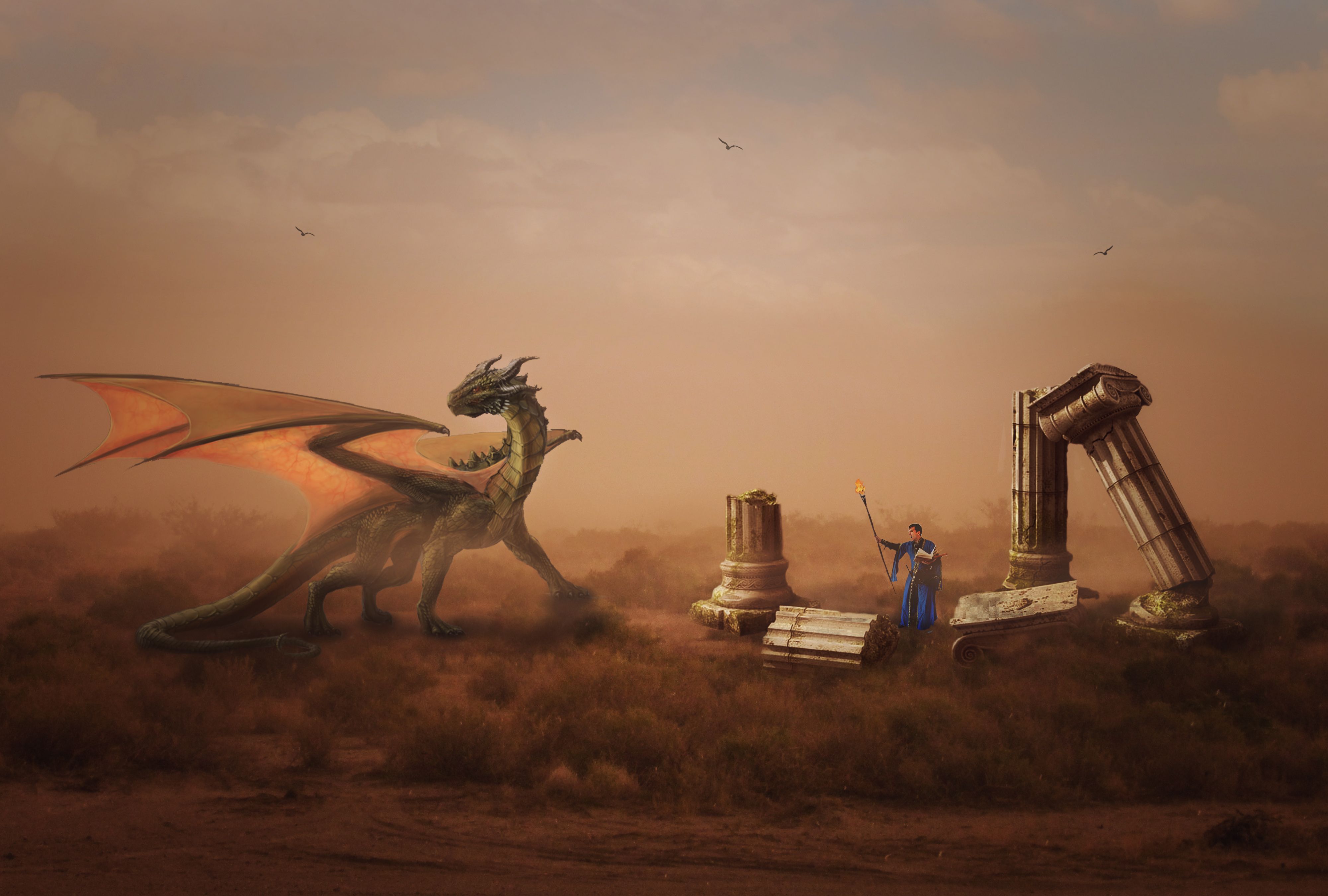 дракон, руины, Sergii Vidov