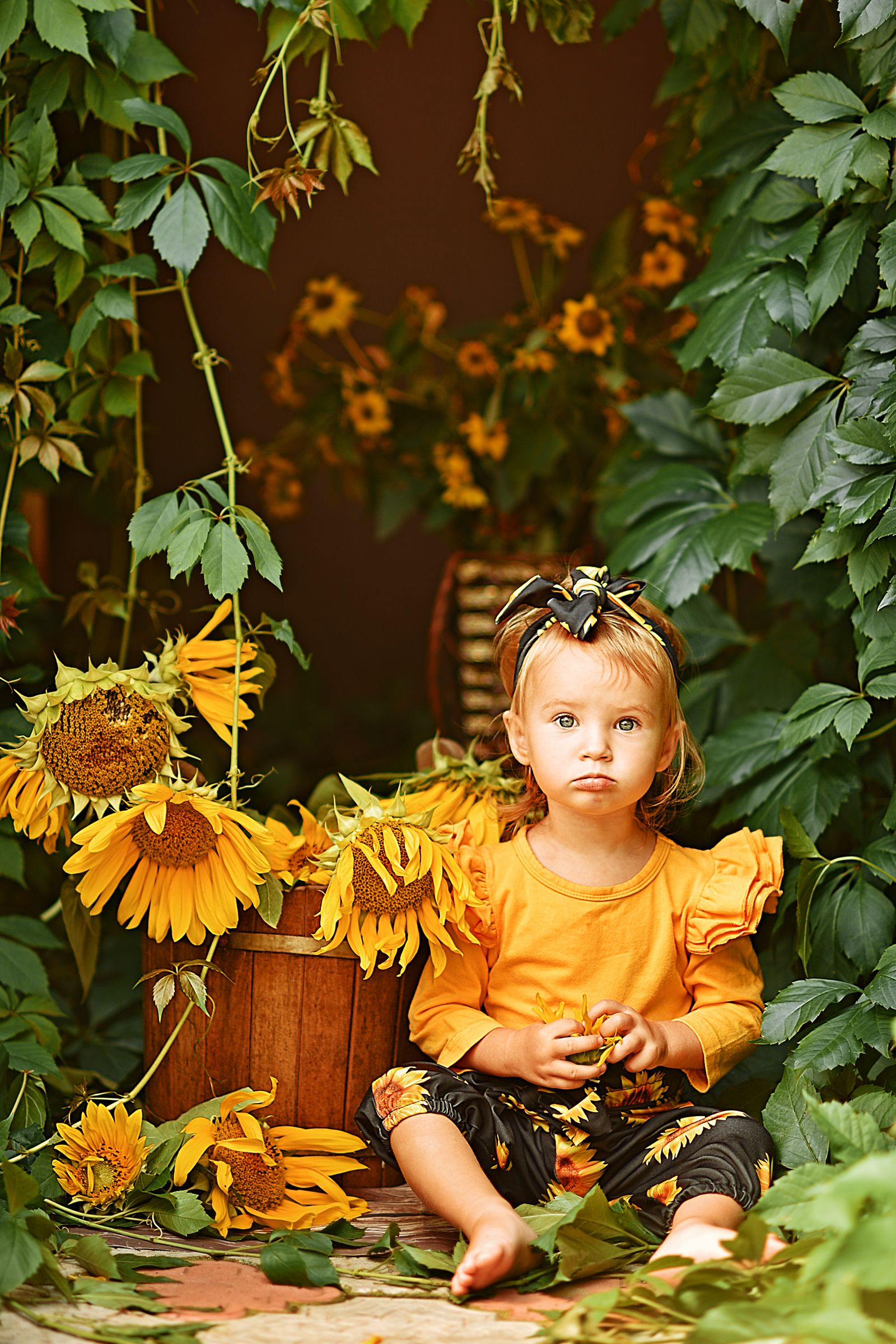 Подсолнухи девочка желтый цветы дети радость, Анастасия Алексеева