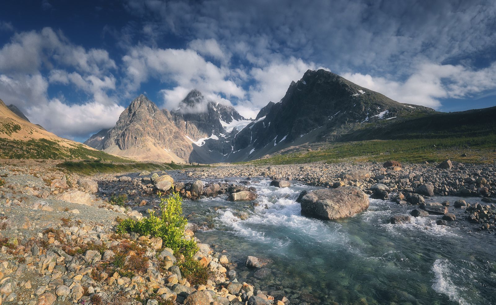 панорама, норвегия, люнген, горы, лето, ручей, Евгений Матюшенков
