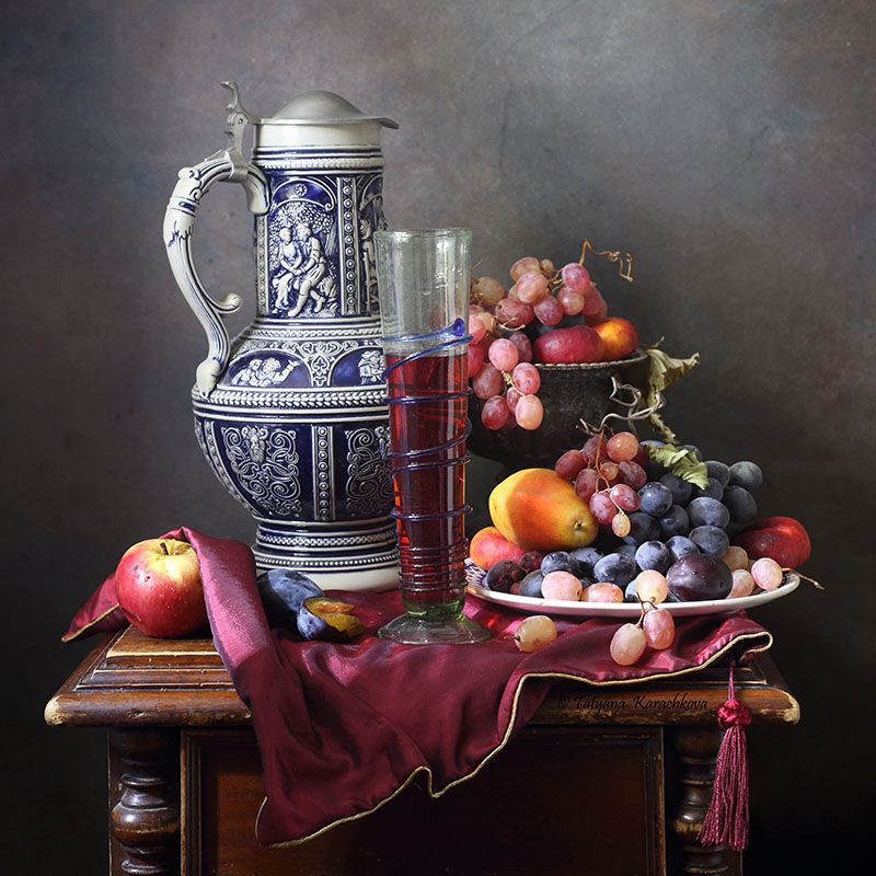 натюрморт, виноград, кувшин, фрукты, Tatyana Karachkova