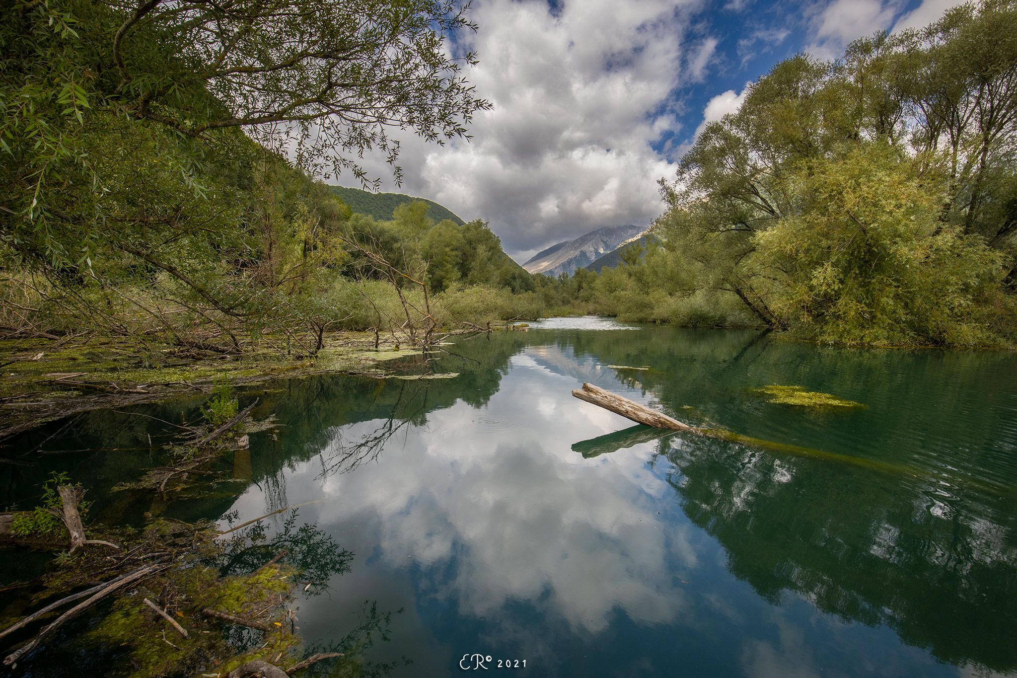water, lake, landscape, clouds, italy, abruzzo, trees, Eugenia Righi