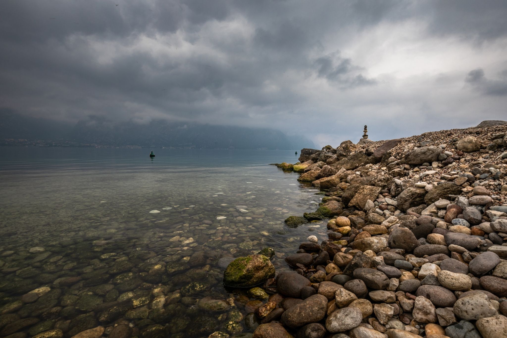 water, lake, landscape, clouds, italy, stone. storm, blue, Eugenia Righi