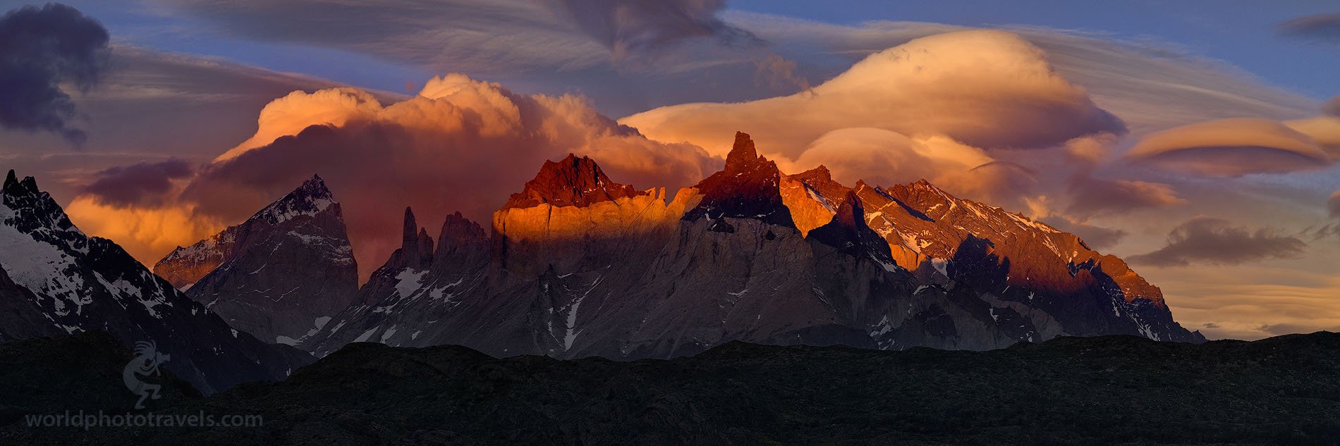 chile., lago grey quernos. torres del pa, patagonia, Quernos. Torres del Paine., sunset, Майк Рейфман
