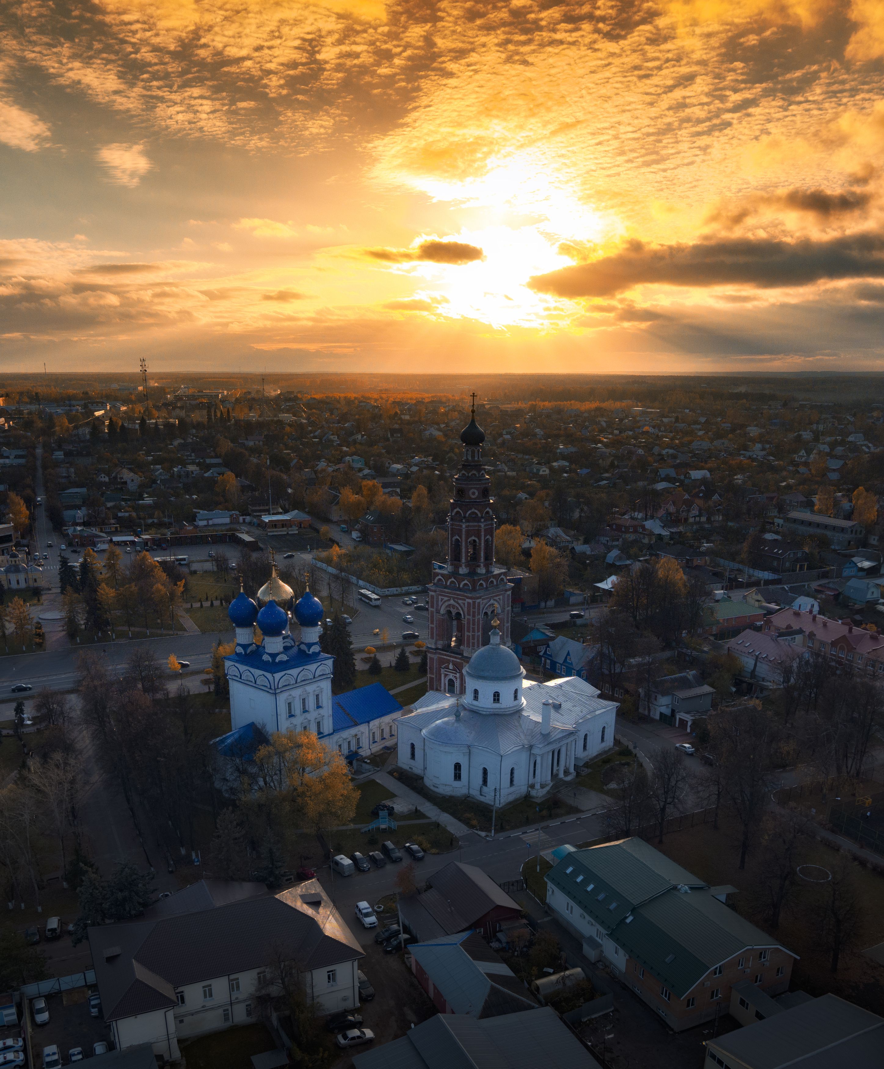 закат,подмосковье,дрон,природа,храм,осень, Павел Ныриков