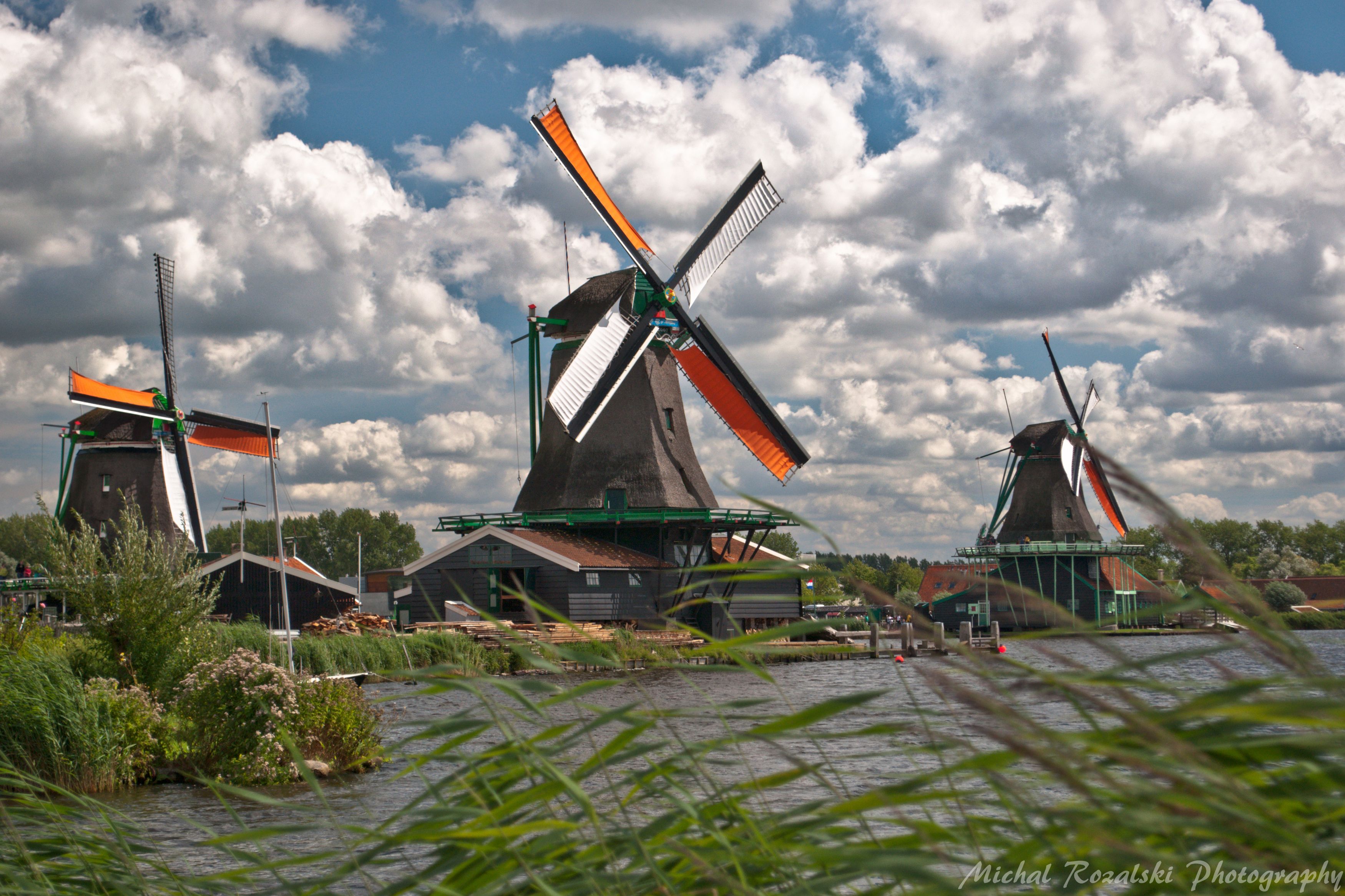 windmills, ,holland, ,sky, ,clouds, ,summer, ,landscape, ,holiday, ,travel, ,, Michal Rozalski