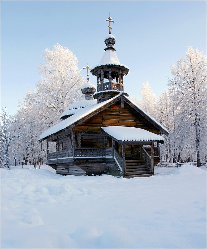 зима, снег, деревянная часовня, великий новгород, витославлицы, музей,, Victor Pechenev