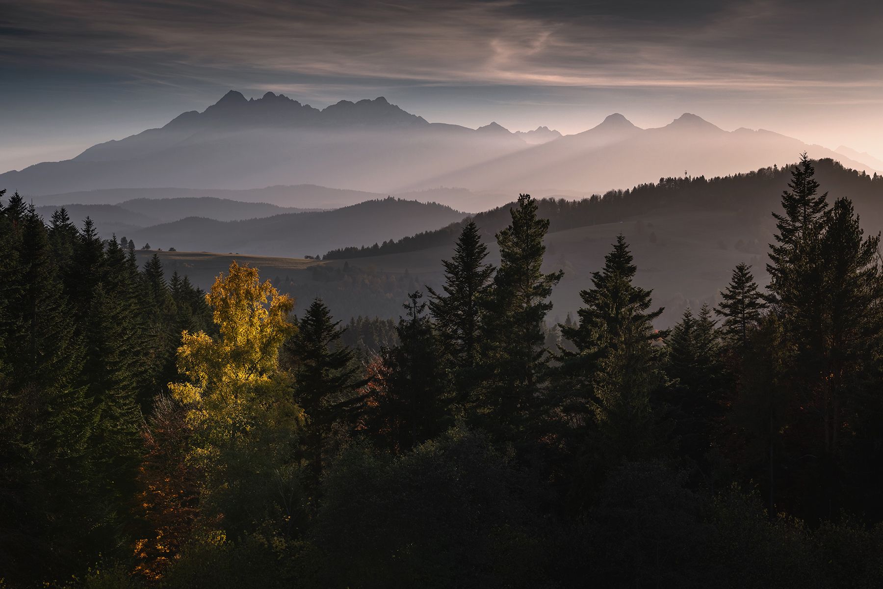 mountains, autumn, poland, slovakia, sunset, Michał Kasperczyk