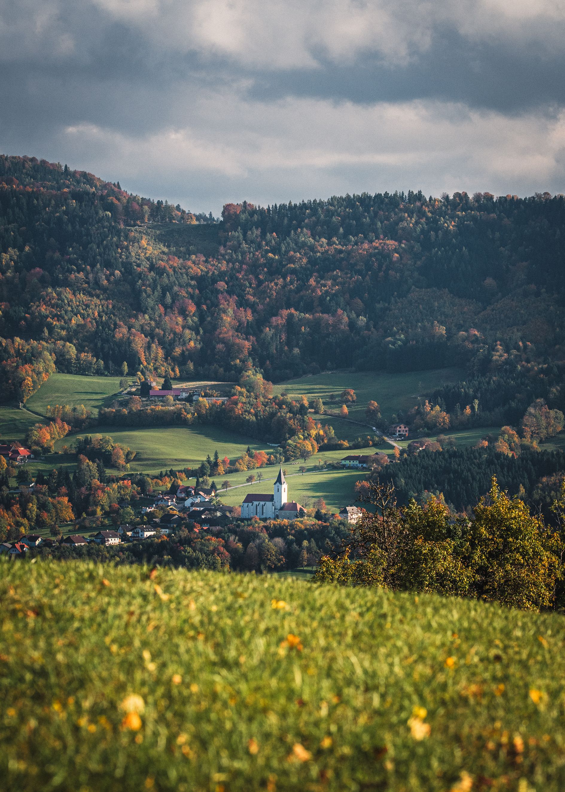 пейзаж осень церковь горы лес Австрия , Дмитрий Рябцев
