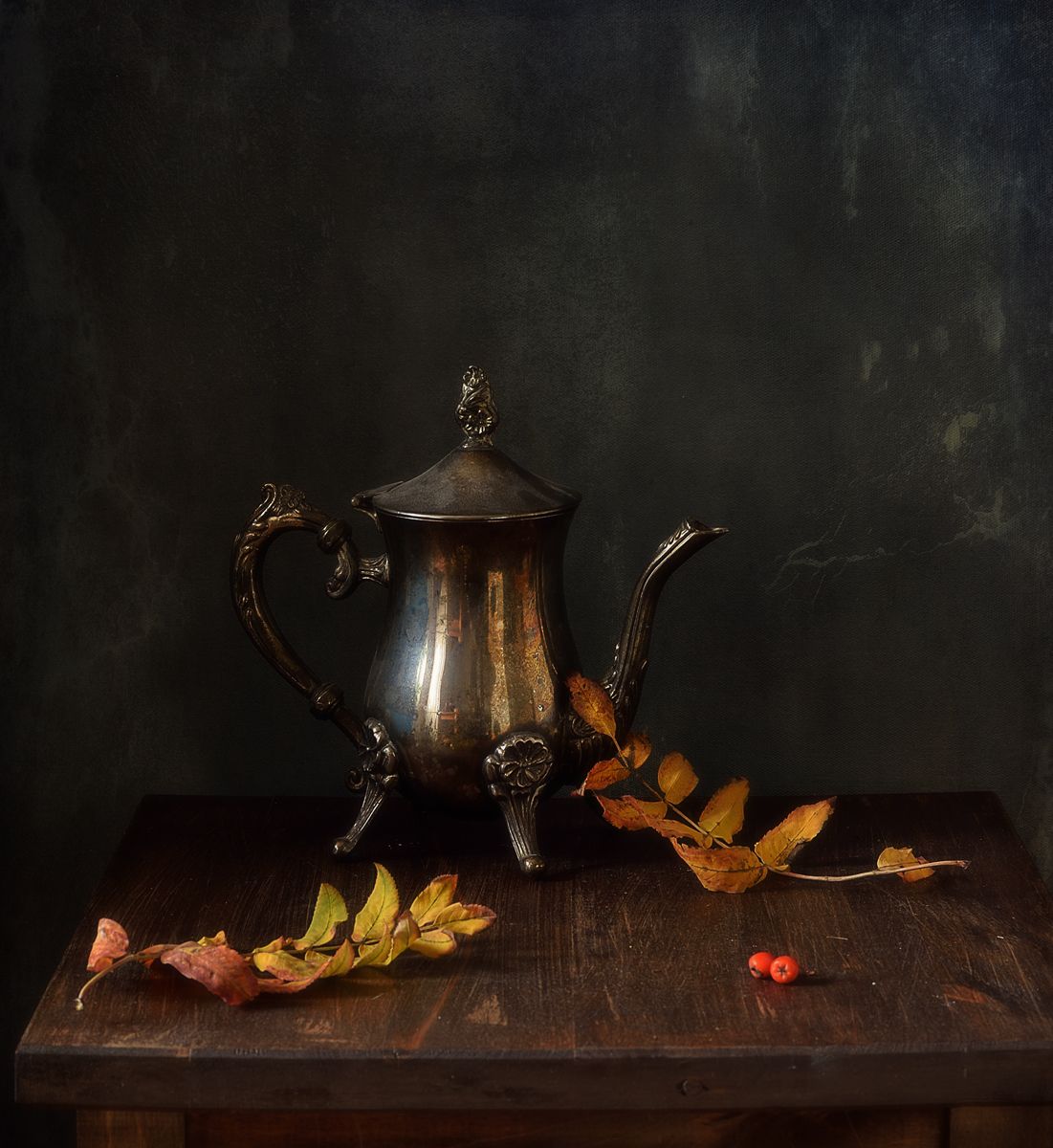 натюрморт,композиция,листья,осень,чайник, Наталия К