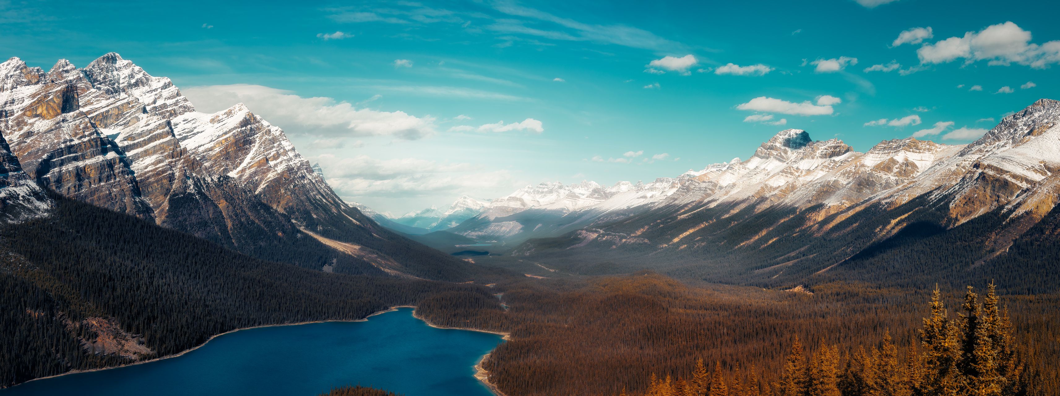 canada, landscape, lake, panorama, view, water, mountain, autumn, sky, cloud, outdoor, nature, snow, Huapu Zhao