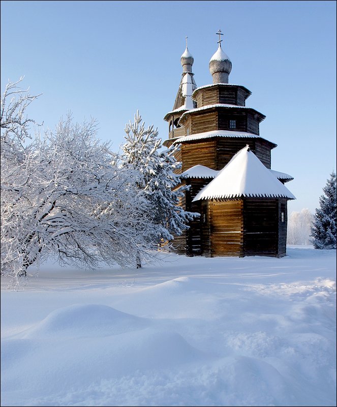 зима, снег, музей, храм, церковь, великий новгород, витославлицы,, Victor Pechenev