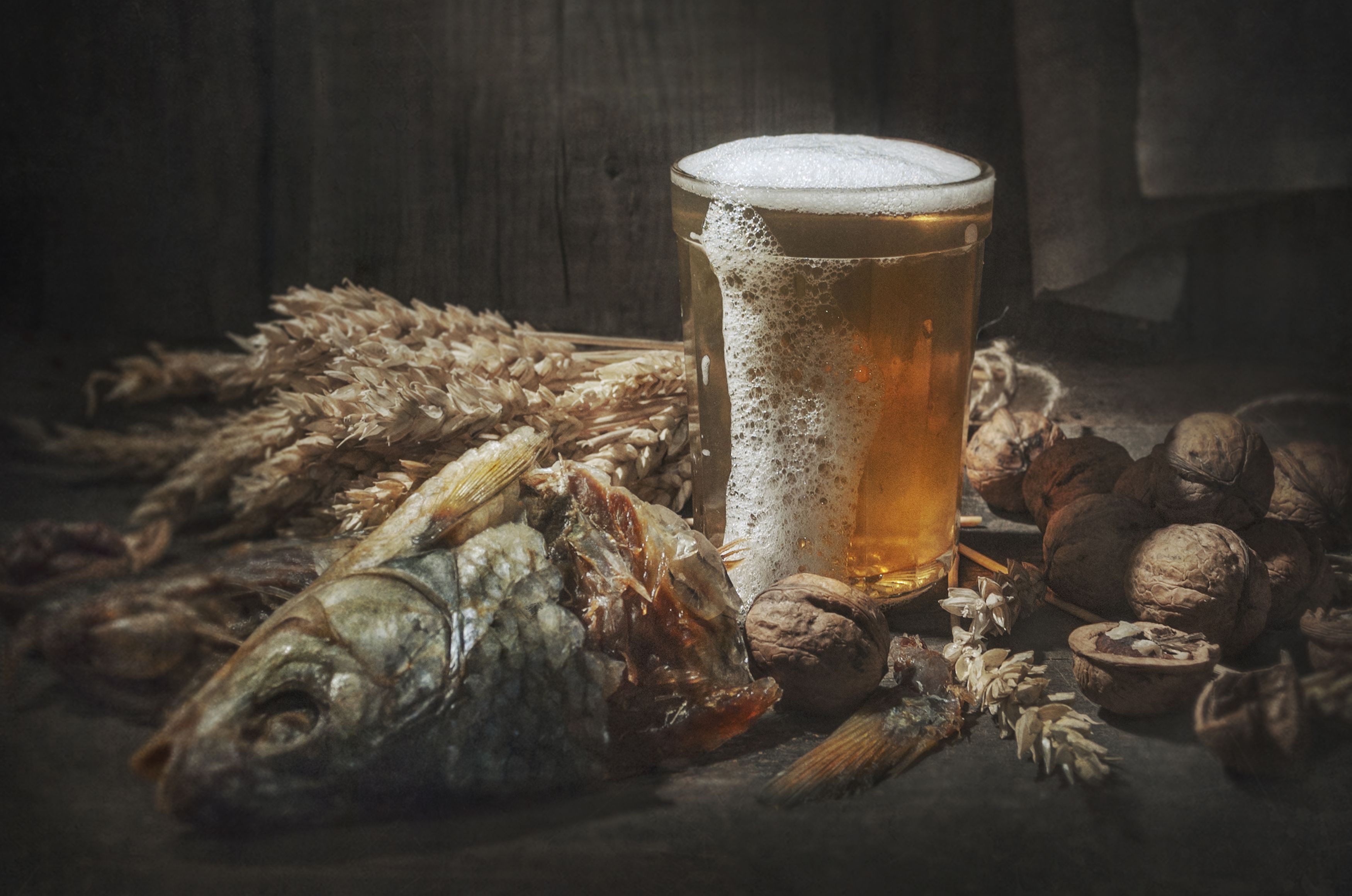 стакан,пиво,рыба,голова,злаки,отдых,орехи, Владимир Володин