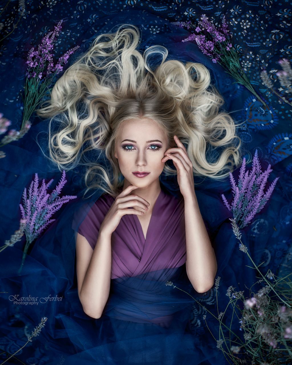 dress, makeup, magic, fine art, художественная фотография, lavender, purple, pink, blonde, лаванда, Karolina Ferbei