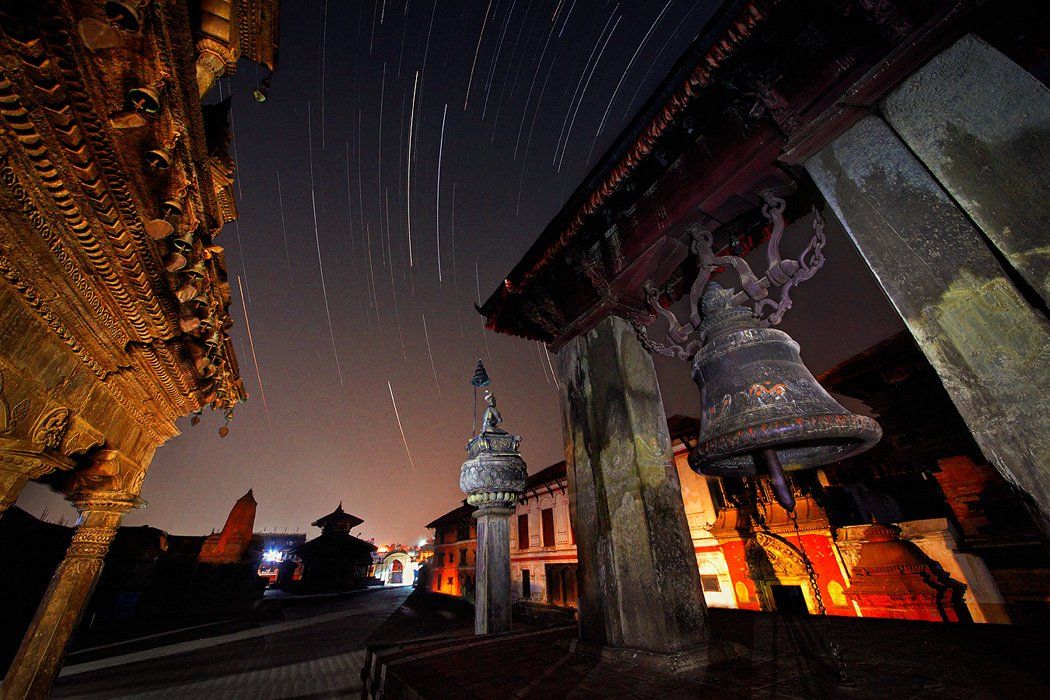 архитектура, бхактапур, звезды, индуизм, непал, ночь, храм, Бирюков Юрий
